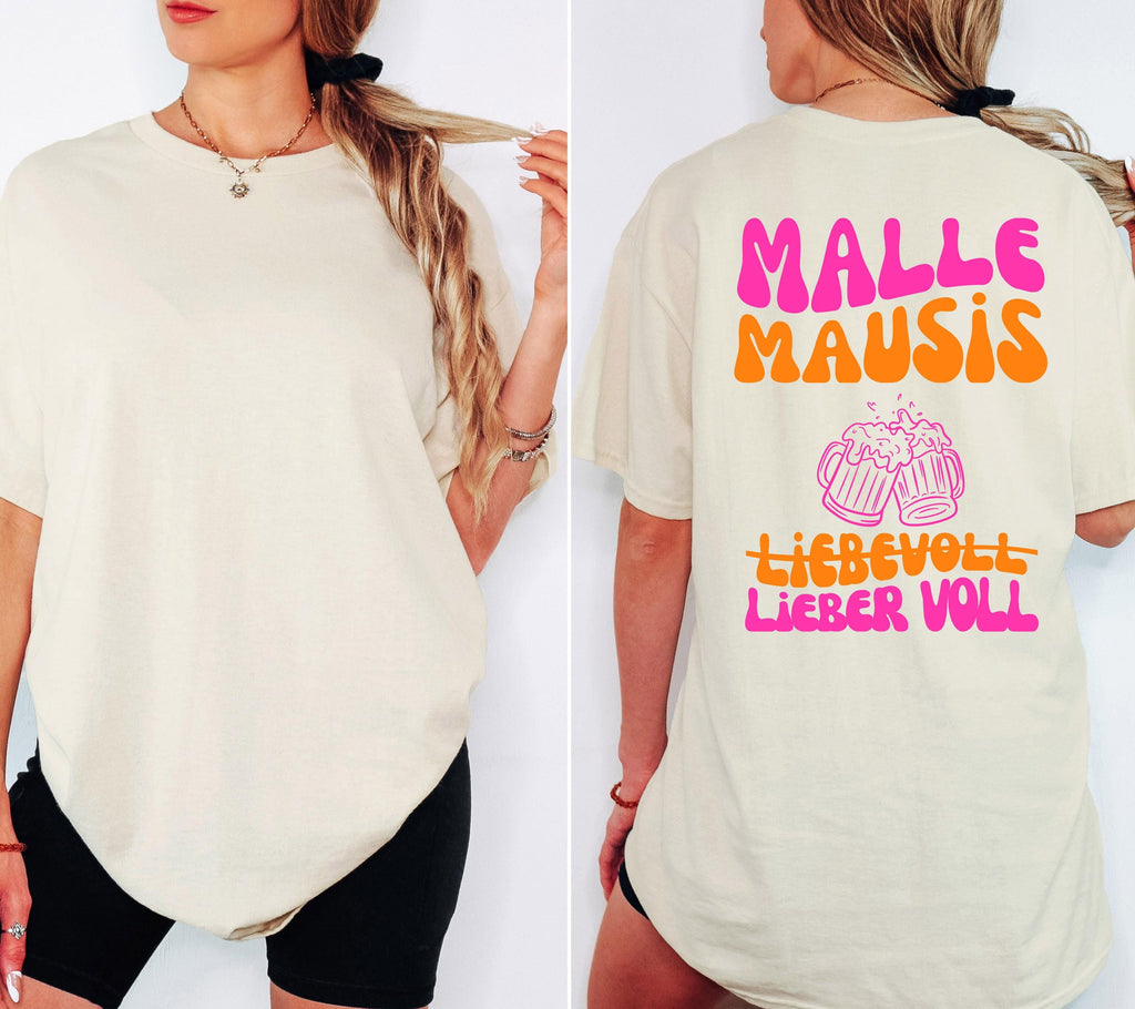 Malle Mausis Shirt, liebevoll lieber voll, Malle 2026, Malle Shirts pink, Mallorca T Shirts, Bier Shirt, Gruppenshirt, Mausi, Mäuse, Damen