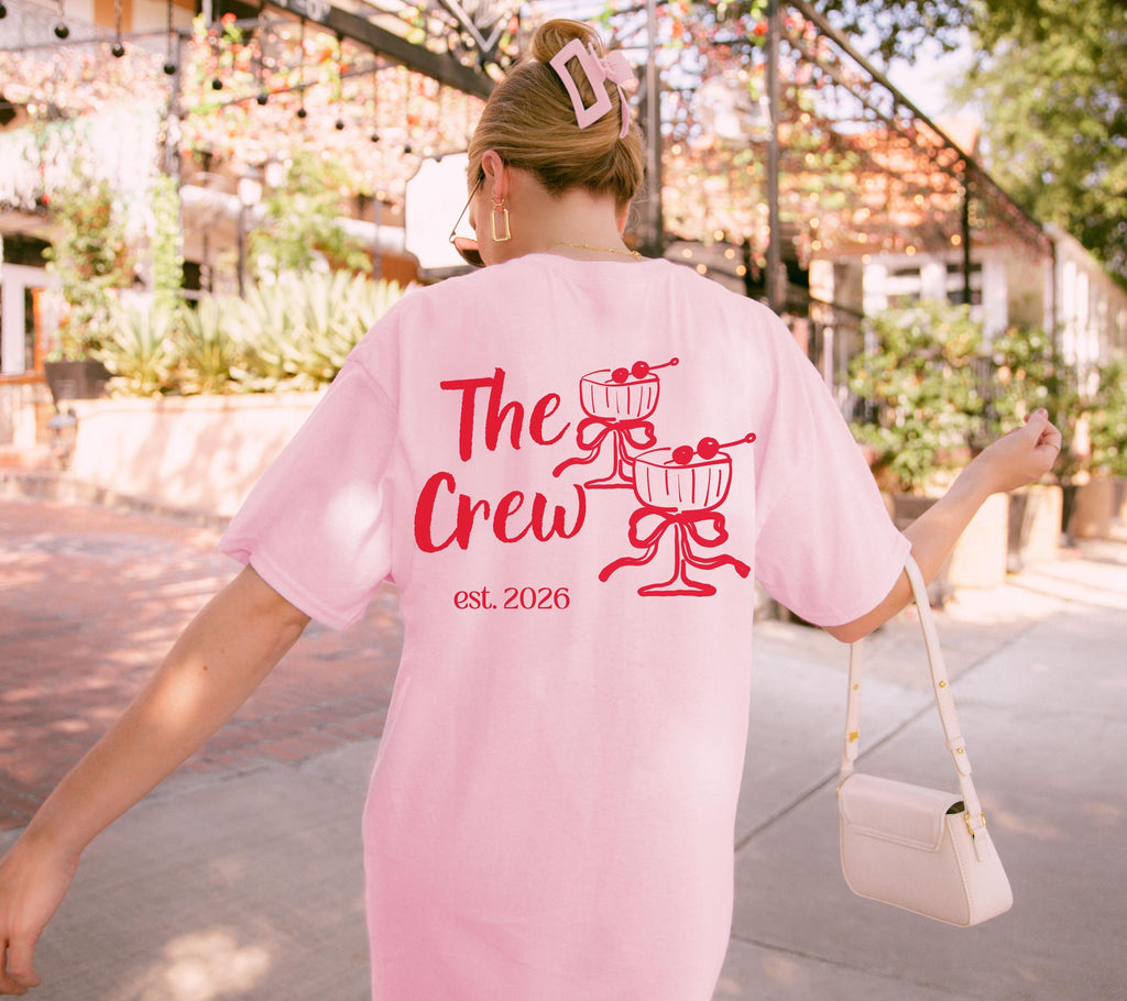 JGA Shirts Frauen, Bride und Crew, Junggesellinnenabschied, Team Shirts, Braut Shirt, Hochzeit, Geschenk Braut, Martini Glas, JGA Trend 2026
