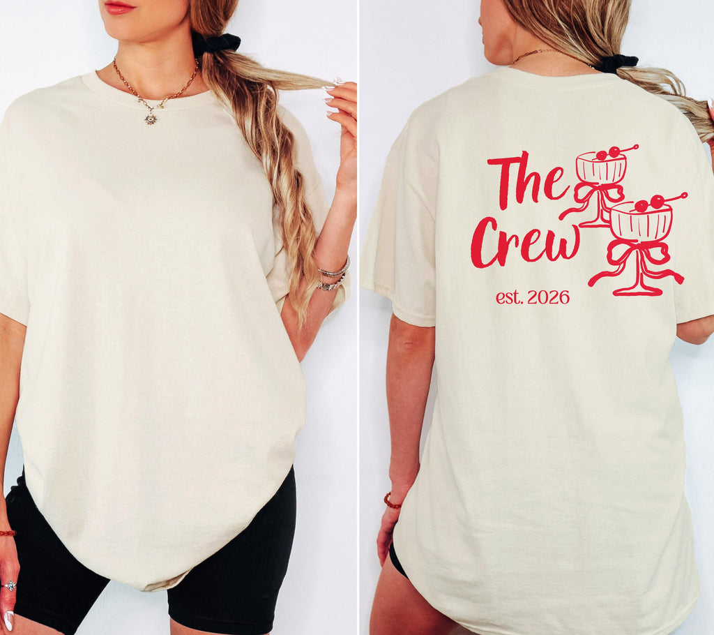 JGA Shirts Frauen, Bride und Crew, Junggesellinnenabschied, Team Shirts, Braut Shirt, Hochzeit, Geschenk Braut, Martini Glas, JGA Trend 2026