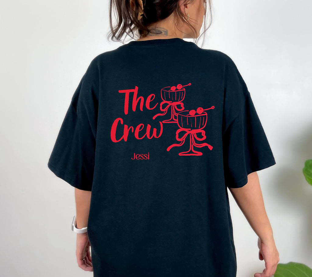 JGA T Shirt Personalisiert, Junggesellinnenabschied Shirts, Backprint, Crew, Braut Shirt mit Name, JGA Frauen, JGA Outfit, Hochzeit, Bride