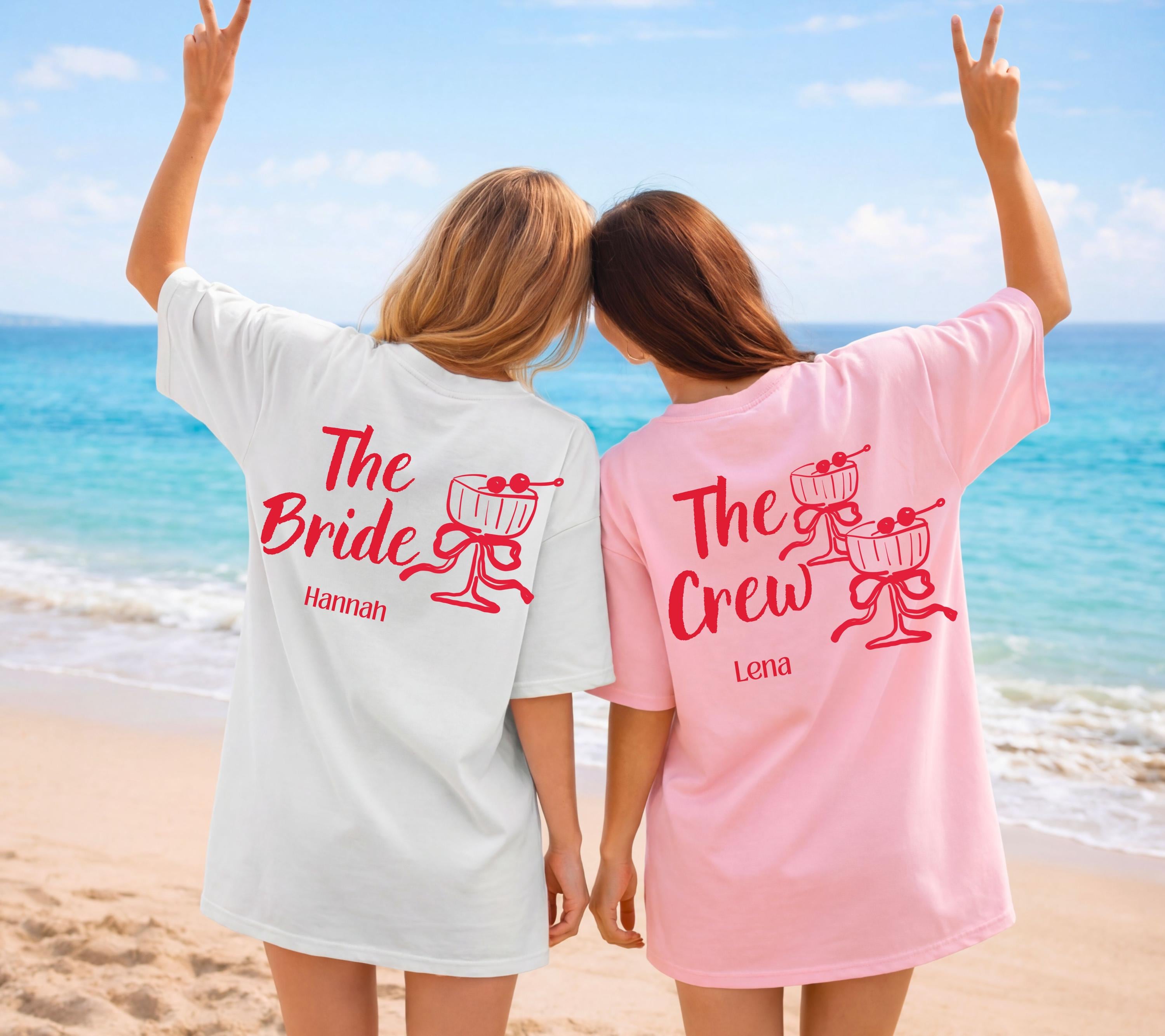 JGA T Shirt Personalisiert, Junggesellinnenabschied Shirts, Backprint, Crew, Braut Shirt mit Name, JGA Frauen, JGA Outfit, Hochzeit, Bride