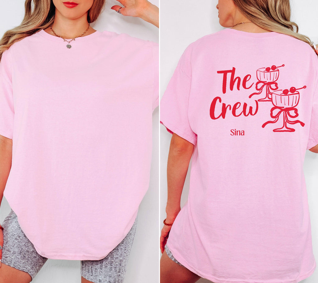 JGA T Shirt Personalisiert, Junggesellinnenabschied Shirts, Backprint, Crew, Braut Shirt mit Name, JGA Frauen, JGA Outfit, Hochzeit, Bride