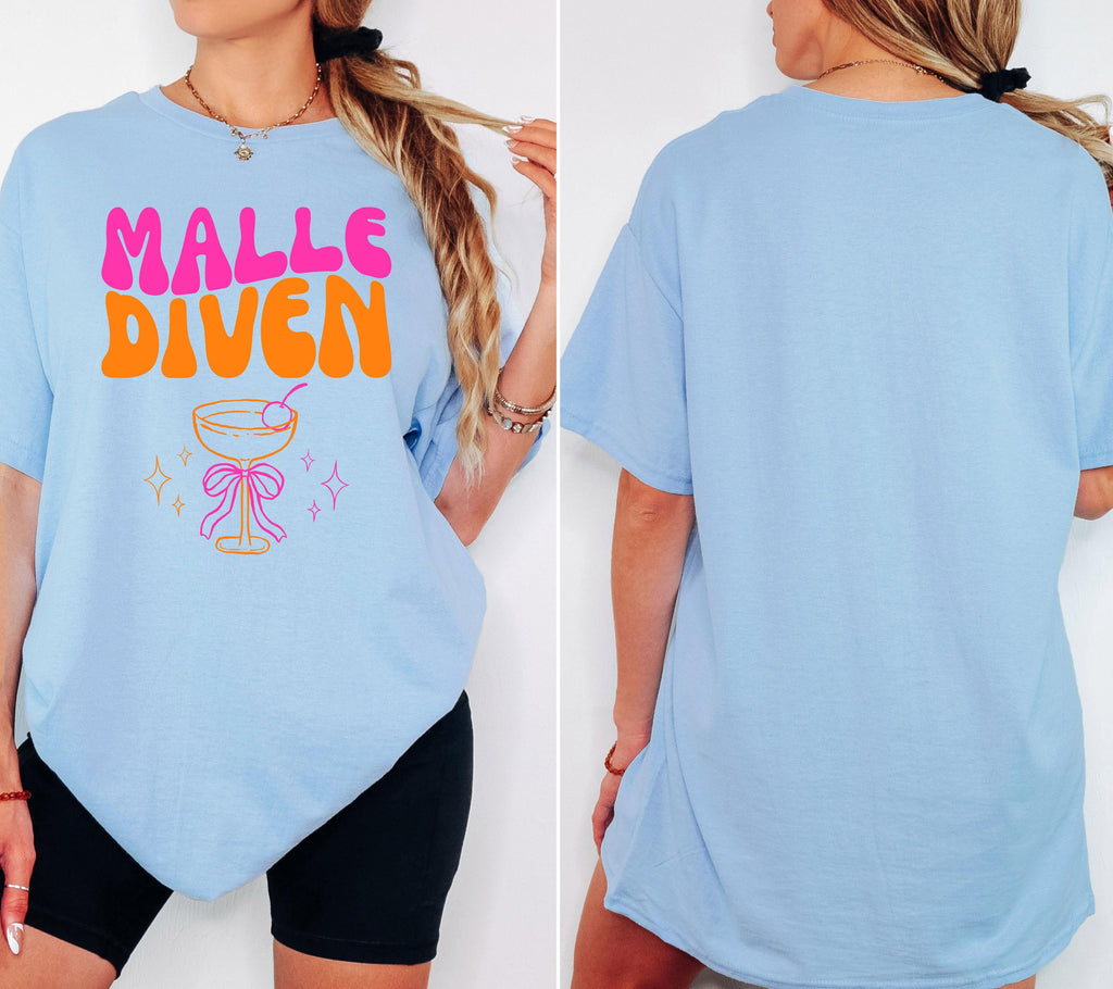 Malle Shirt, Malle Diven, Malle 2026, Malle T Shirt, Mallorca Shirts, Sekt Shirt, Cocktail, Sauf Shirt, Gruppenshirt, pink orange, Mädels