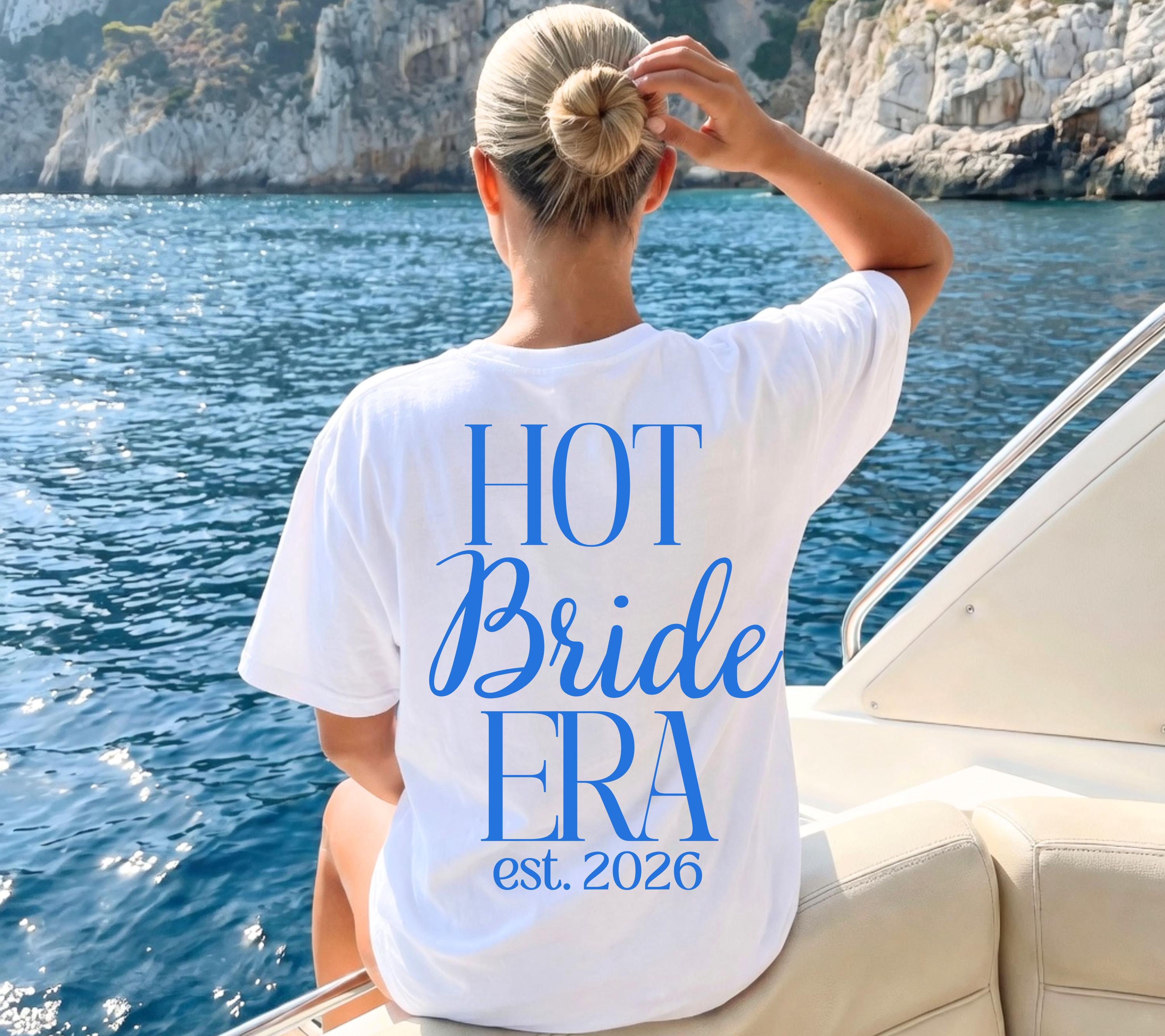 JGA Shirts Frauen, Hot Bride Era blau, Junggesellinnenabschied, Team Shirts, Braut Shirt, Hochzeit, Geschenk Braut, JGA Trend 2026, Outfit