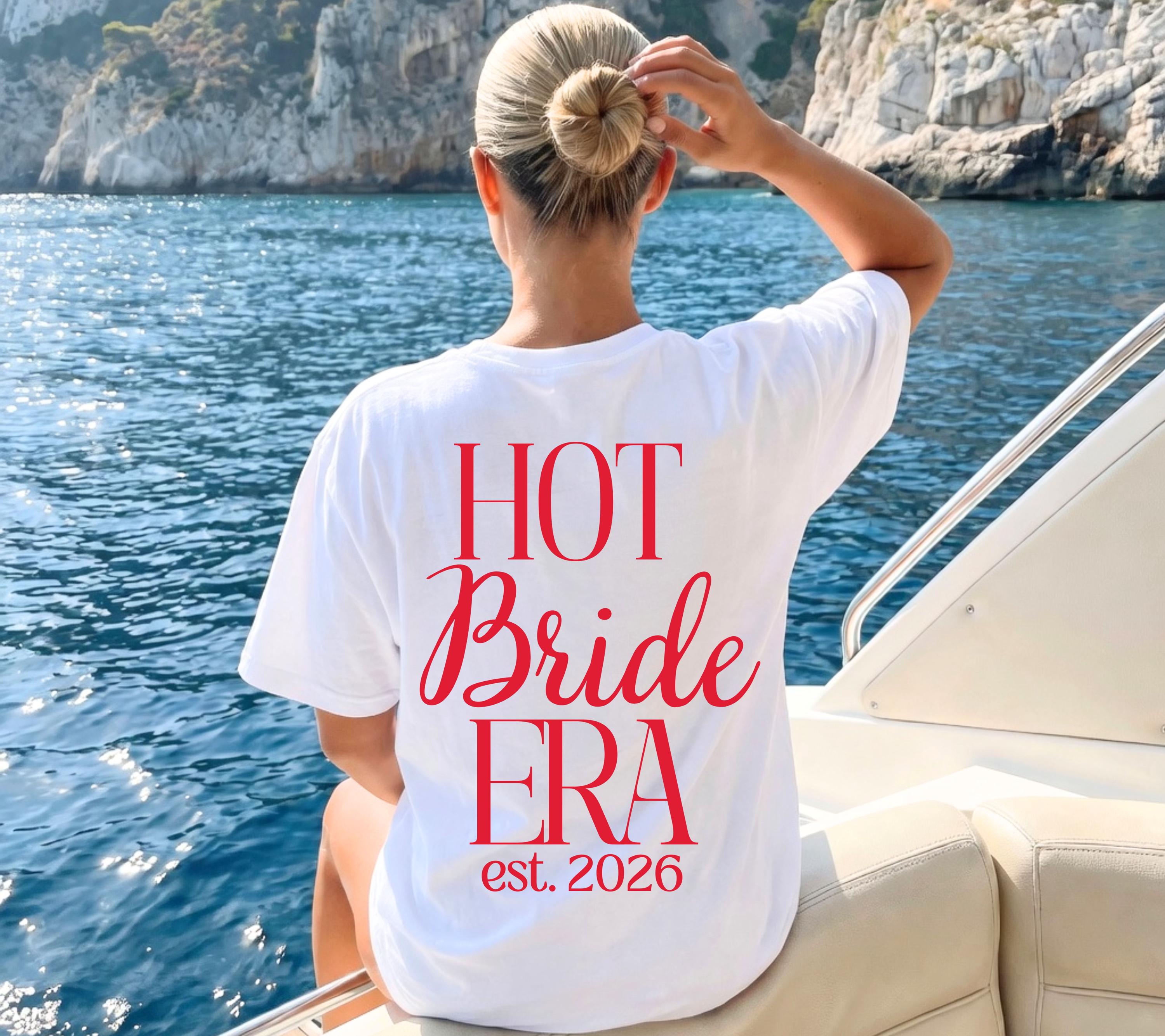 JGA Shirts Frauen, Hot Bride Era rot, Junggesellinnenabschied, Team Shirts, Braut Shirt, Hochzeit, Geschenk Braut, JGA Trend 2026, Pinterest