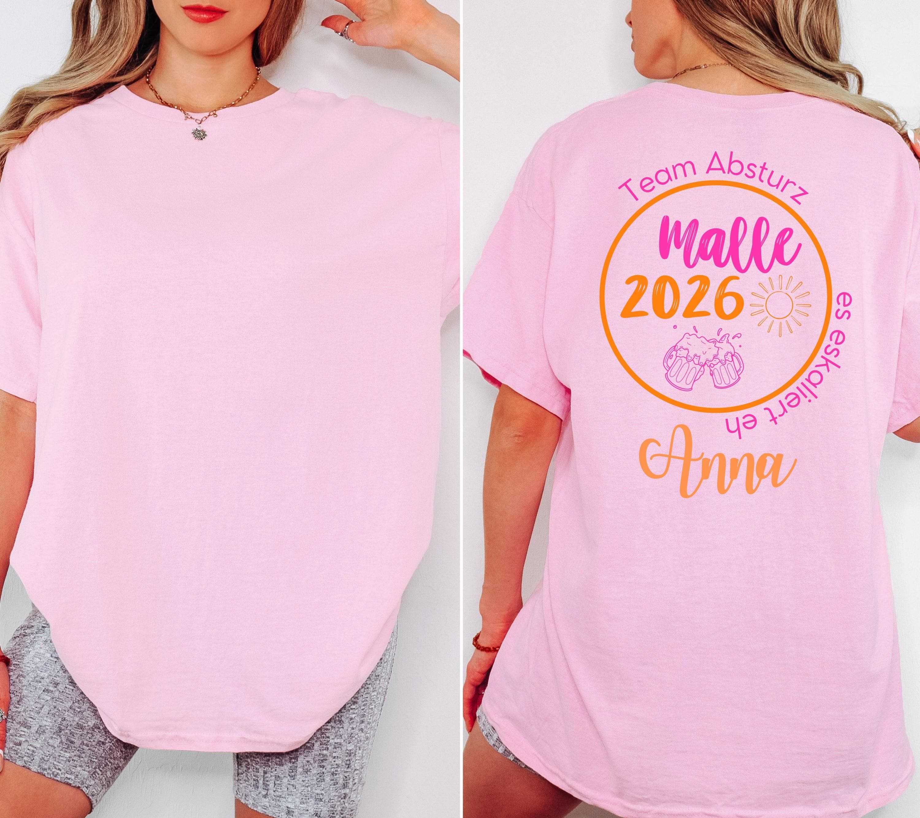 Malle Shirt, es eskaliert eh, Backprint, Malle 2026, Malle T Shirt, personalisiert, Mallorca Shirts, Bier Shirt, Sauf T Shirt, Gruppenshirt