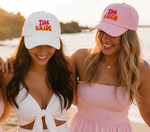 Bestickte Braut Cap | The Bride & The Crew – Bestickte Bachelorette Caps | JGA Caps | Bride Hat | Bridal Party Accessoires | JGA Cap pink