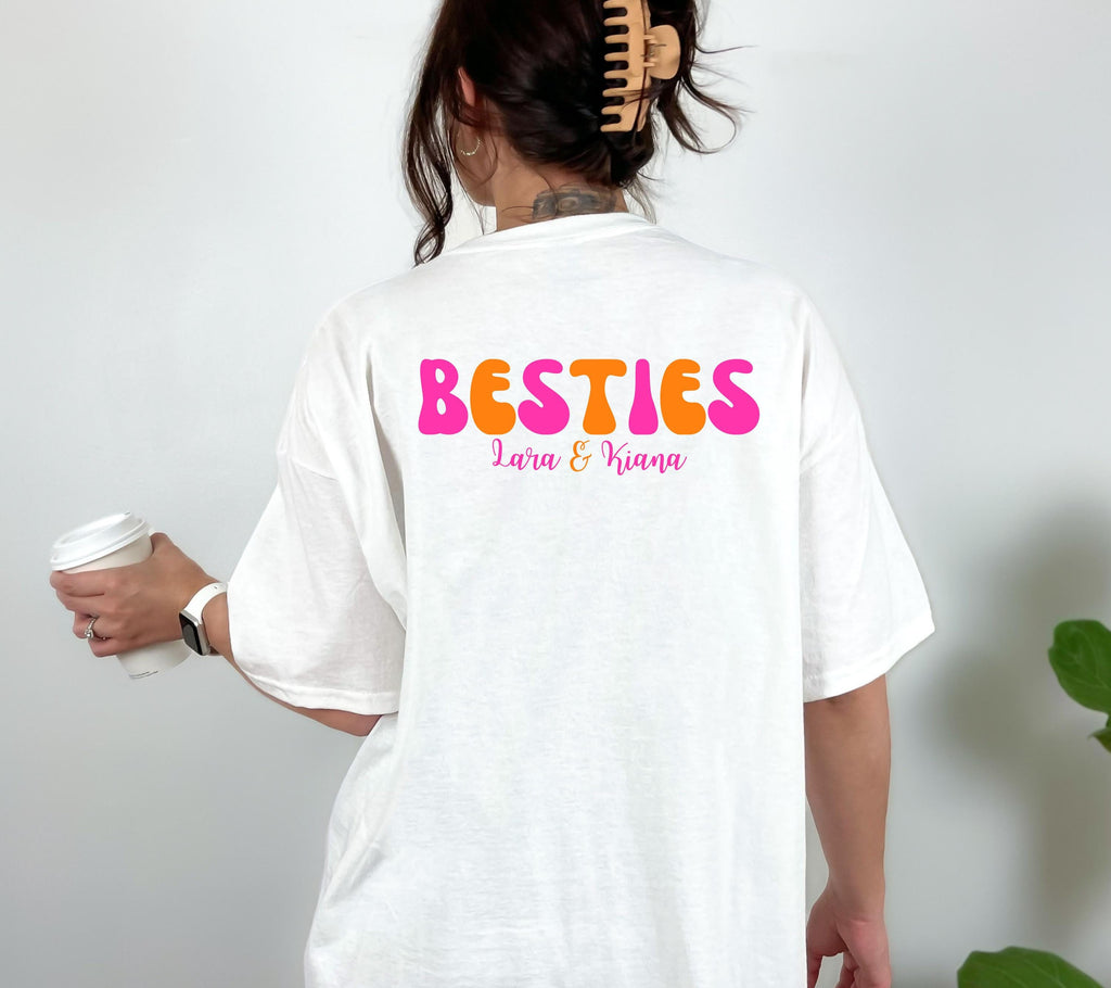 Beste Freundin Shirt, Bestie Shirt, Backprint Damen, pink orange, Geschenkidee Freundin, Freundinnen, BFF, Best Friends Outfit, Freundschaft
