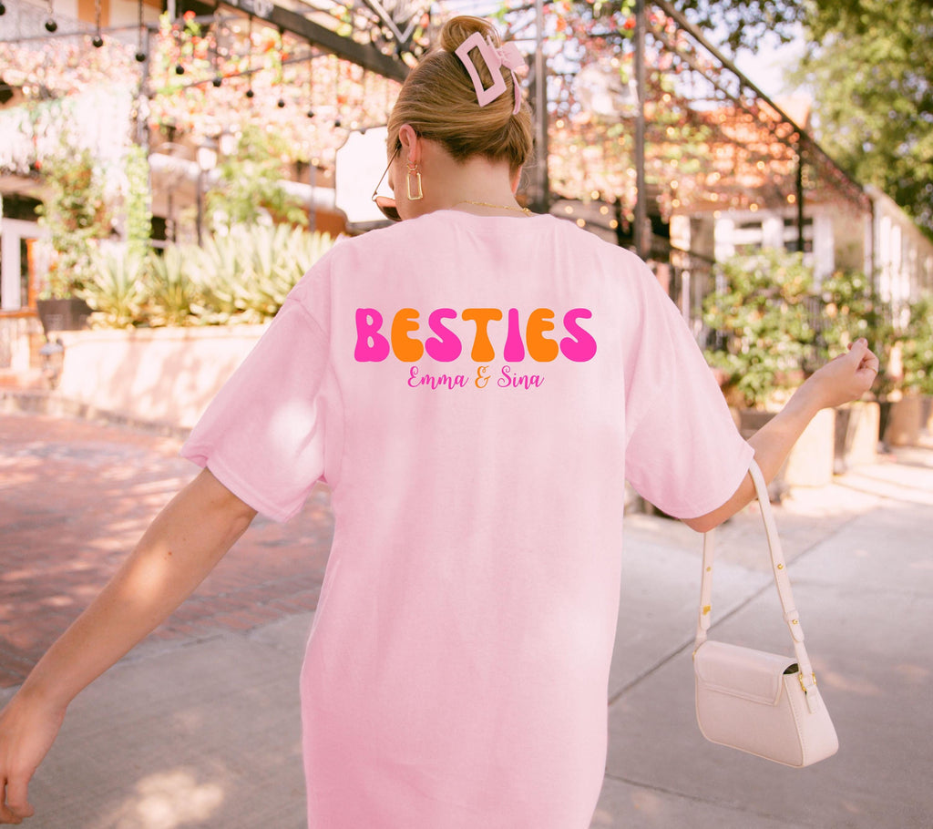 Beste Freundin Shirt, Bestie Shirt, Backprint Damen, pink orange, Geschenkidee Freundin, Freundinnen, BFF, Best Friends Outfit, Freundschaft