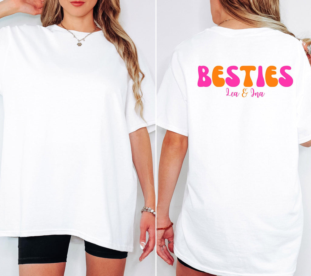 Beste Freundin Shirt, Bestie Shirt, Backprint Damen, pink orange, Geschenkidee Freundin, Freundinnen, BFF, Best Friends Outfit, Freundschaft