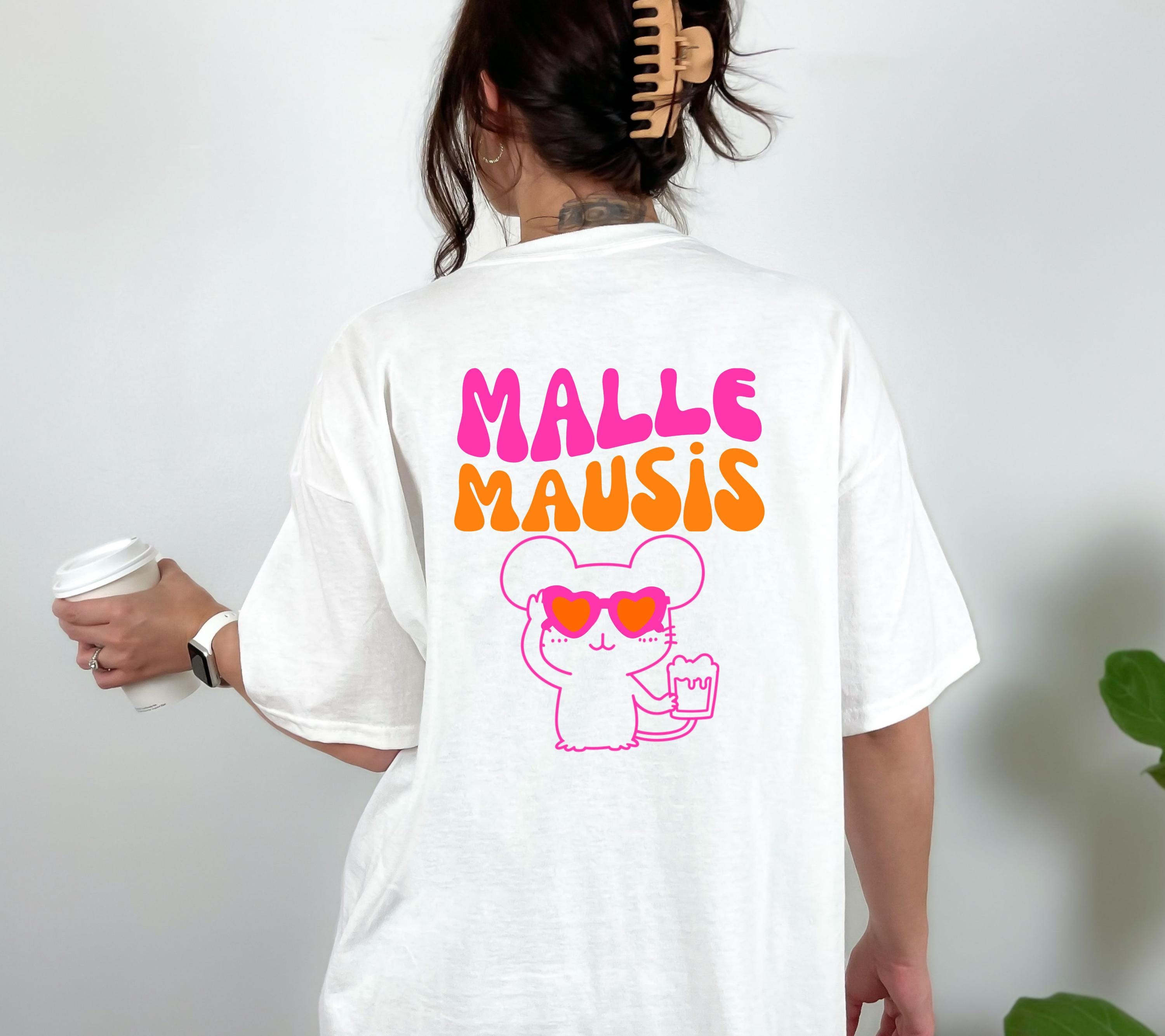 Malle Mausis Shirt pink orange, Malle Shirt 2026, Malle Shirts, Mallorca T Shirts, Bier Shirt, Gruppenshirt, Mausi, Mäuse, Maus, Damen Sonne
