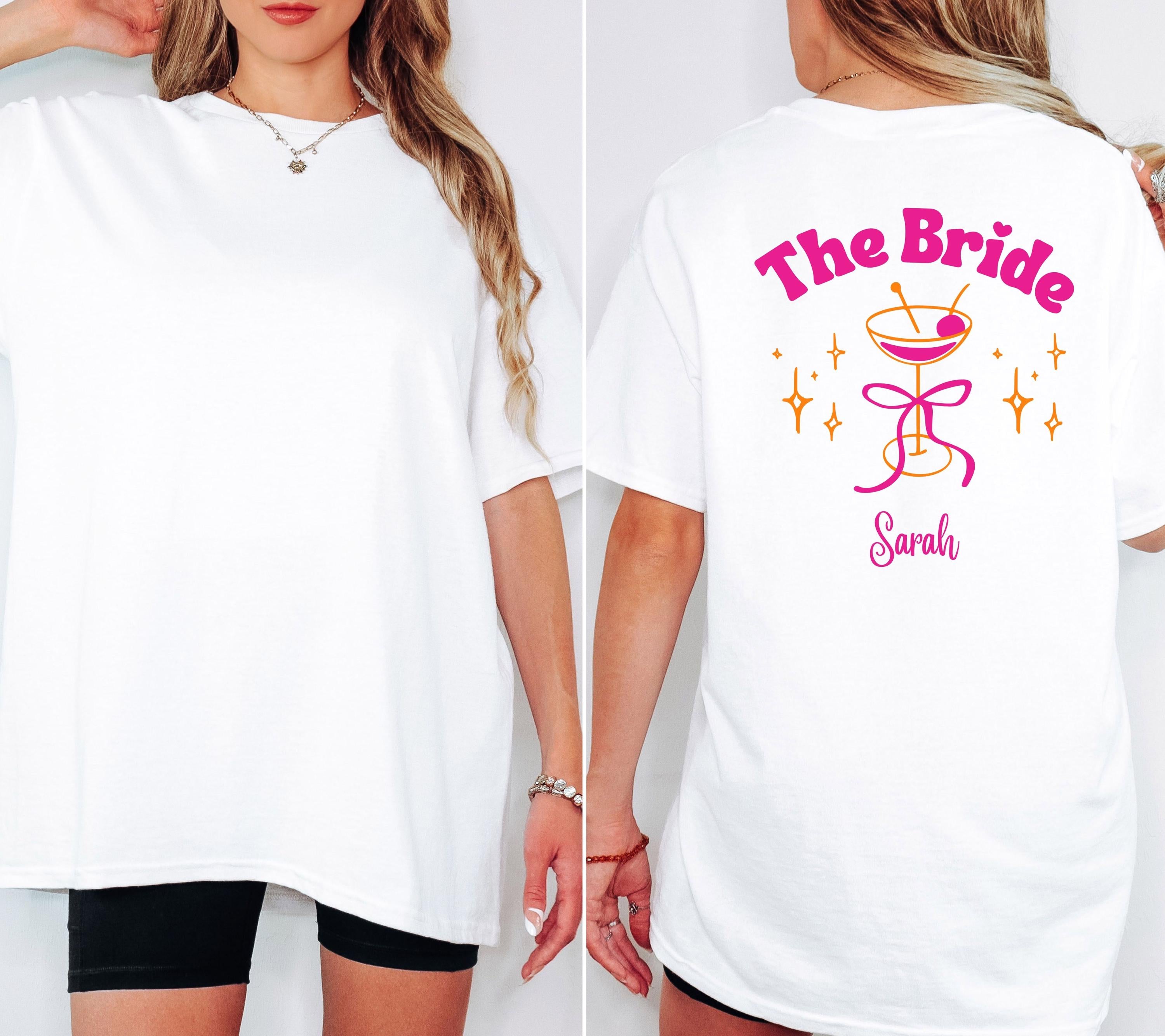 JGA Shirt, Junggesellinnenabschied Shirts, JGA pink orange, Backprint, Braut Shirt, JGA Frauen, Team Shirts, Hochzeit, Bride Shirt Name