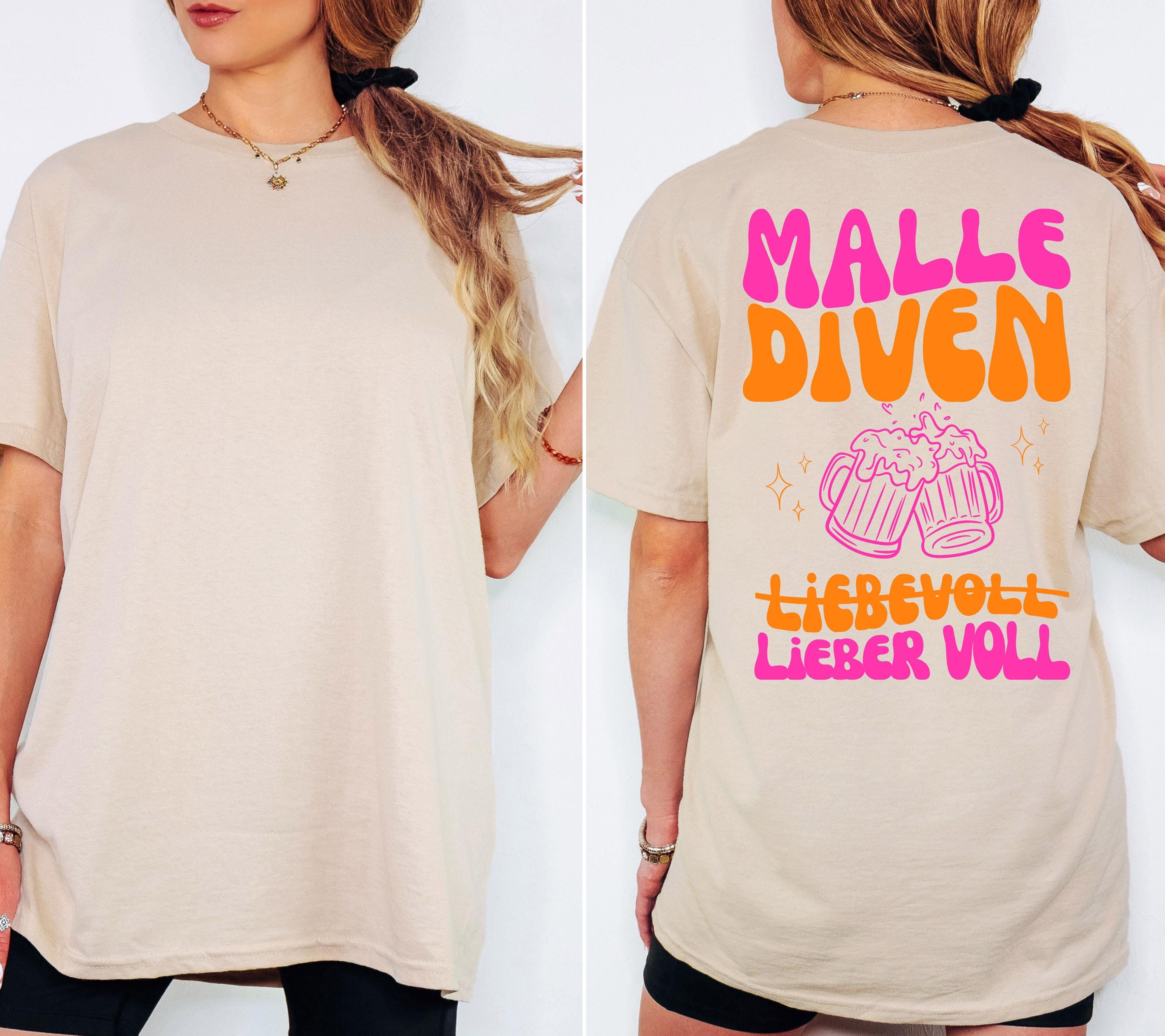 Malle Shirt, Malle Diven, liebevoll lieber voll, Malle 2026, Malle T Shirt, Mallorca Shirts Backprint, Sekt Shirt, Gruppenshirt, pink orange
