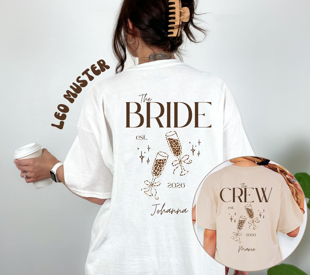 JGA Shirt, Junggesellenabschied Shirts, Team Bride, Braut Shirt , JGA Frauen, personalisierte Jga Shirts, Leo Muster, Leopard Damen, hinten