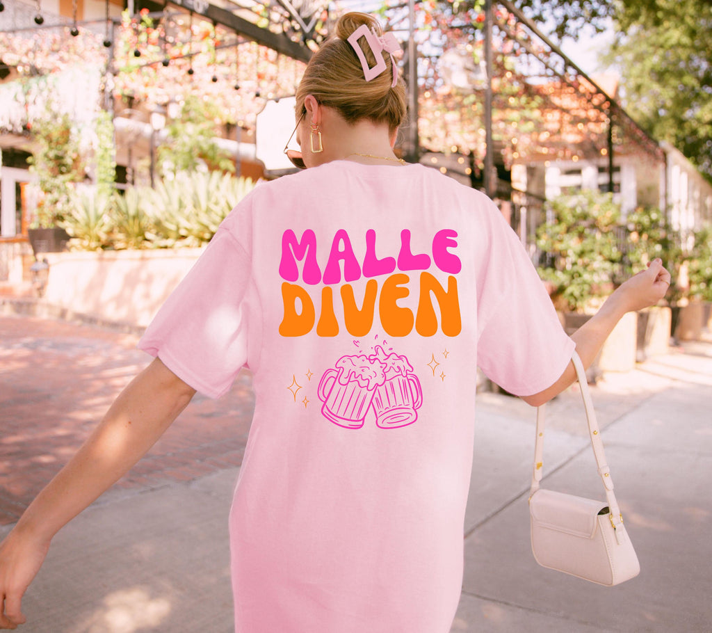 Malle Shirt, Malle Diven, Backprint Shirt, Malle 2026, Malle T Shirt, Mallorca Shirts, Bier Shirt, Sauf Shirt, Gruppenshirt, pink orange