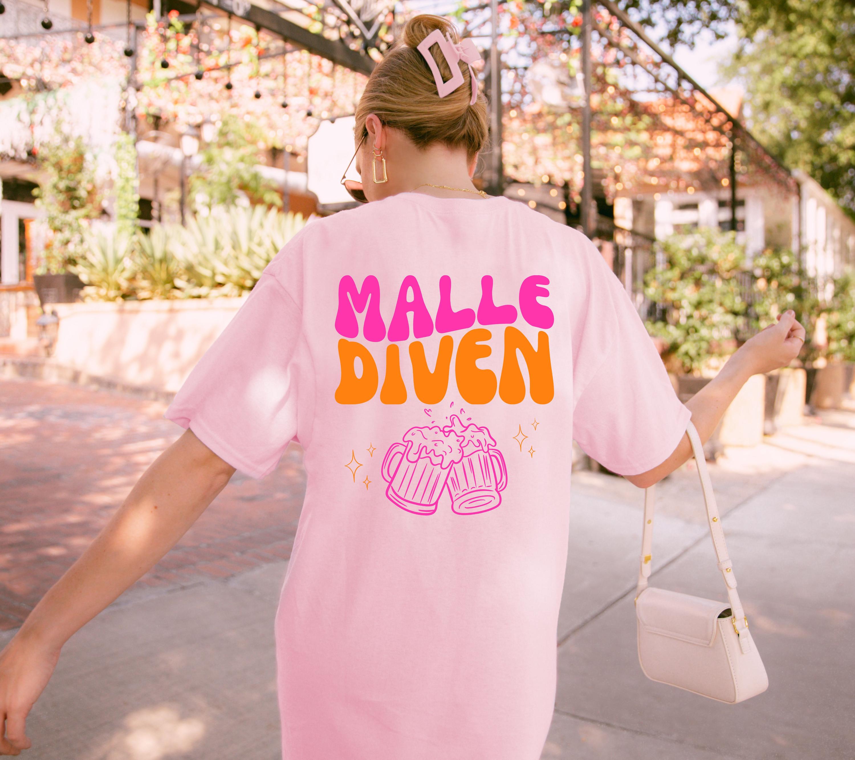 Malle Shirt, Malle Diven, Backprint Shirt, Malle 2026, Malle T Shirt, Mallorca Shirts, Bier Shirt, Sauf Shirt, Gruppenshirt, pink orange