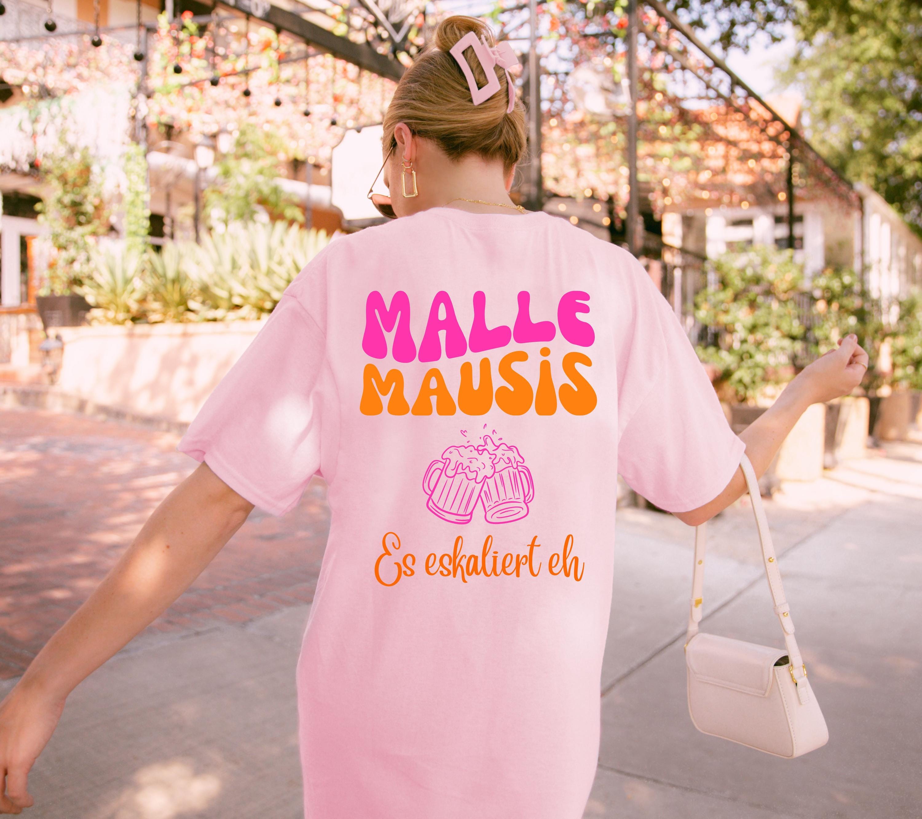 Malle Mausis Shirt, es eskaliert eh, Malle 2026, Malle Shirts pink orange, Mallorca T Shirts, Bier Shirt, Gruppenshirt, Mausi, Mäuse, Damen