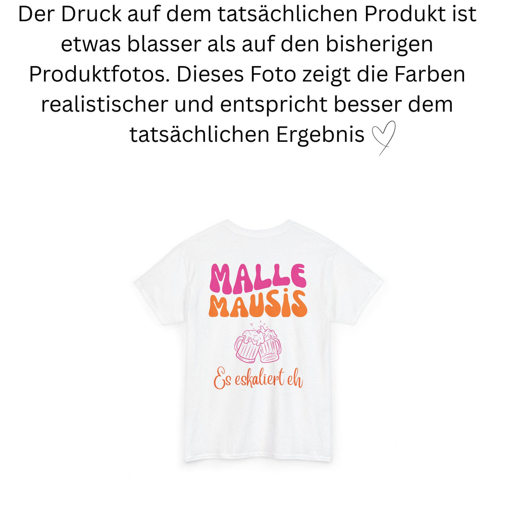 Malle Mausis Shirt, es eskaliert eh, Malle 2026, Malle Shirts pink orange, Mallorca T Shirts, Bier Shirt, Gruppenshirt, Mausi, Mäuse, Damen