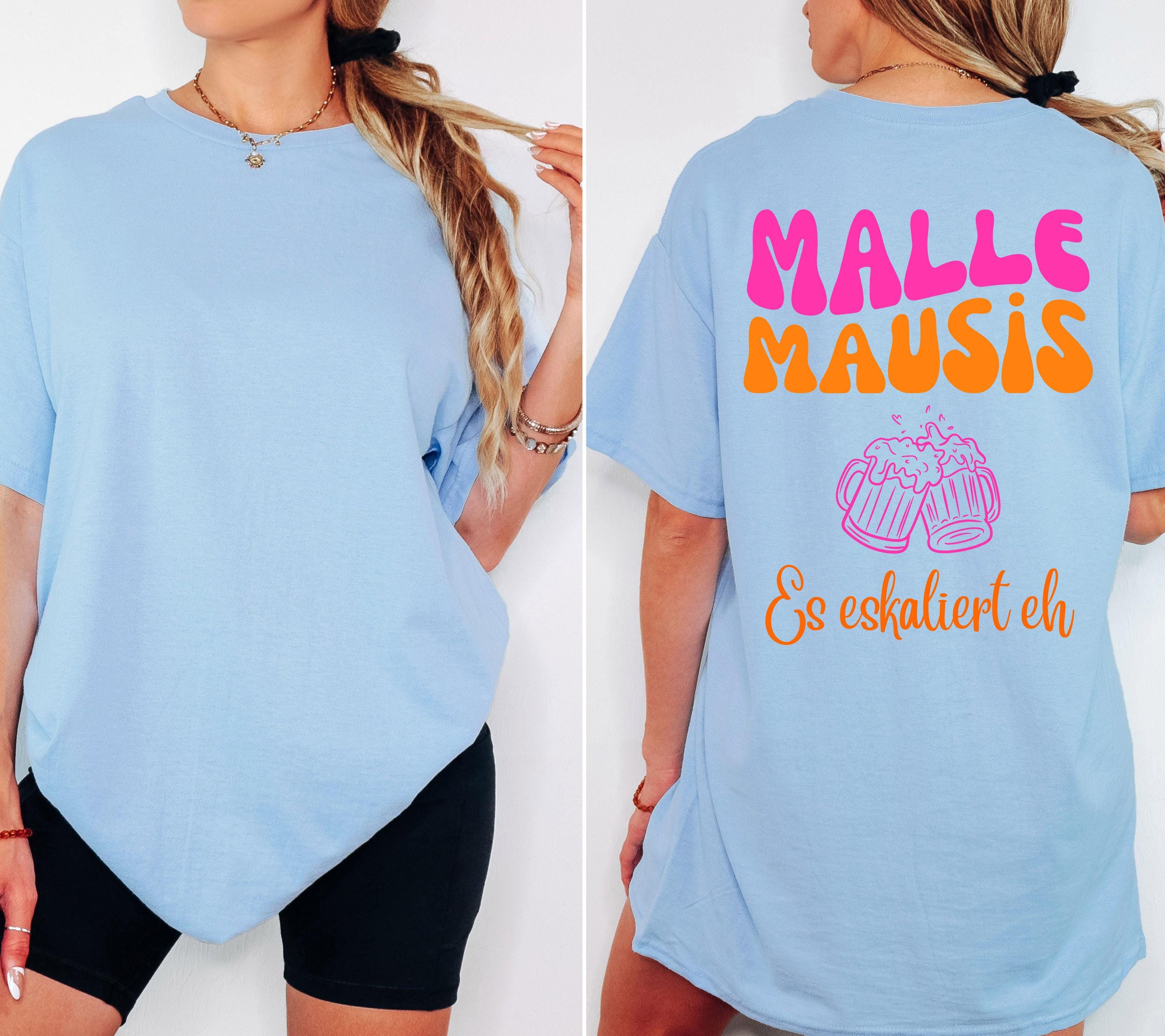 Malle Mausis Shirt, es eskaliert eh, Malle 2026, Malle Shirts pink orange, Mallorca T Shirts, Bier Shirt, Gruppenshirt, Mausi, Mäuse, Damen