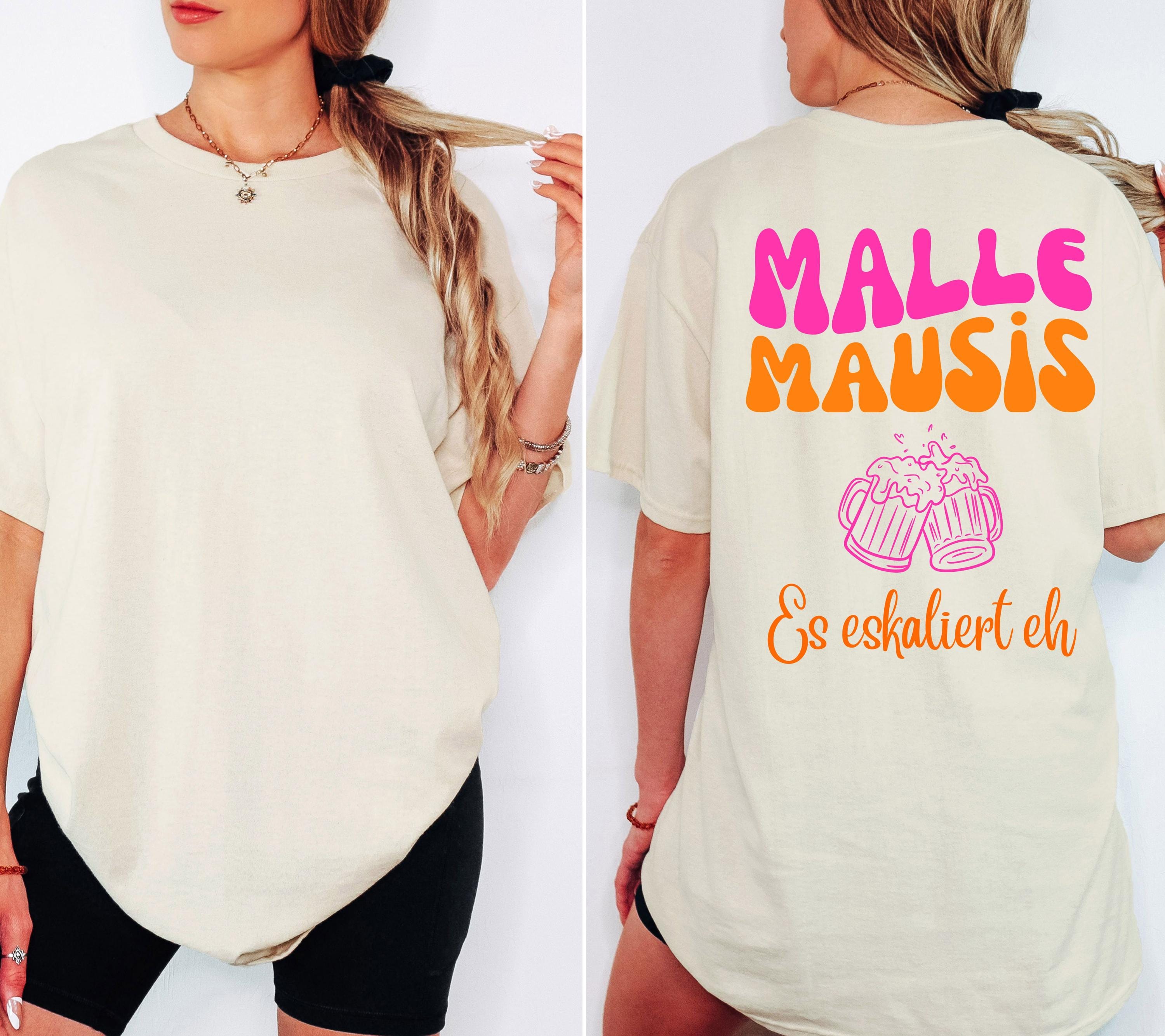 Malle Mausis Shirt, es eskaliert eh, Malle 2026, Malle Shirts pink orange, Mallorca T Shirts, Bier Shirt, Gruppenshirt, Mausi, Mäuse, Damen