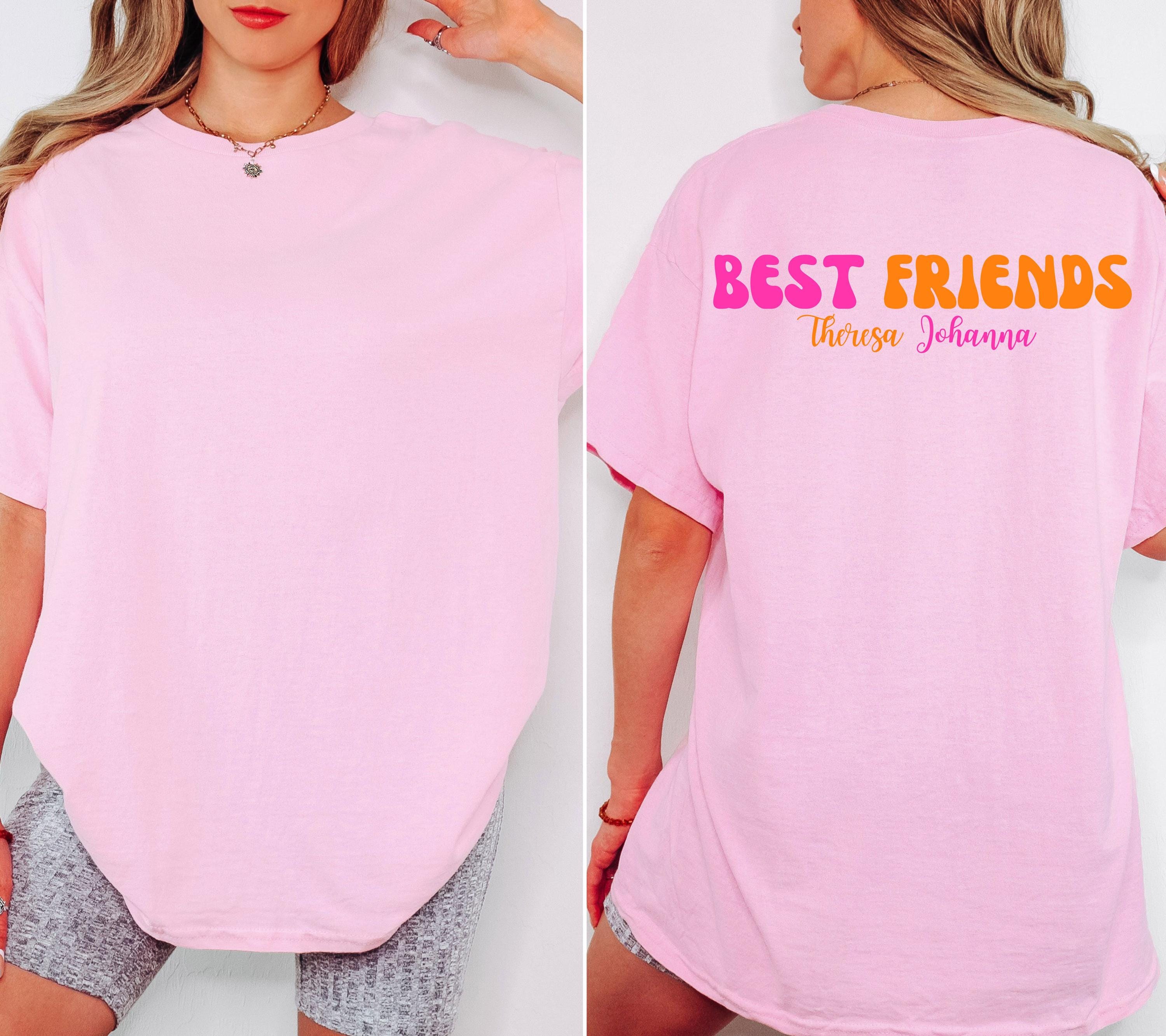 Beste Freundin Shirt, Best Friends Outfit, Bestie Shirt, Backprint Damen, pink orange, Geschenkidee Freundin, Freundinnen, BFF, Freundschaft