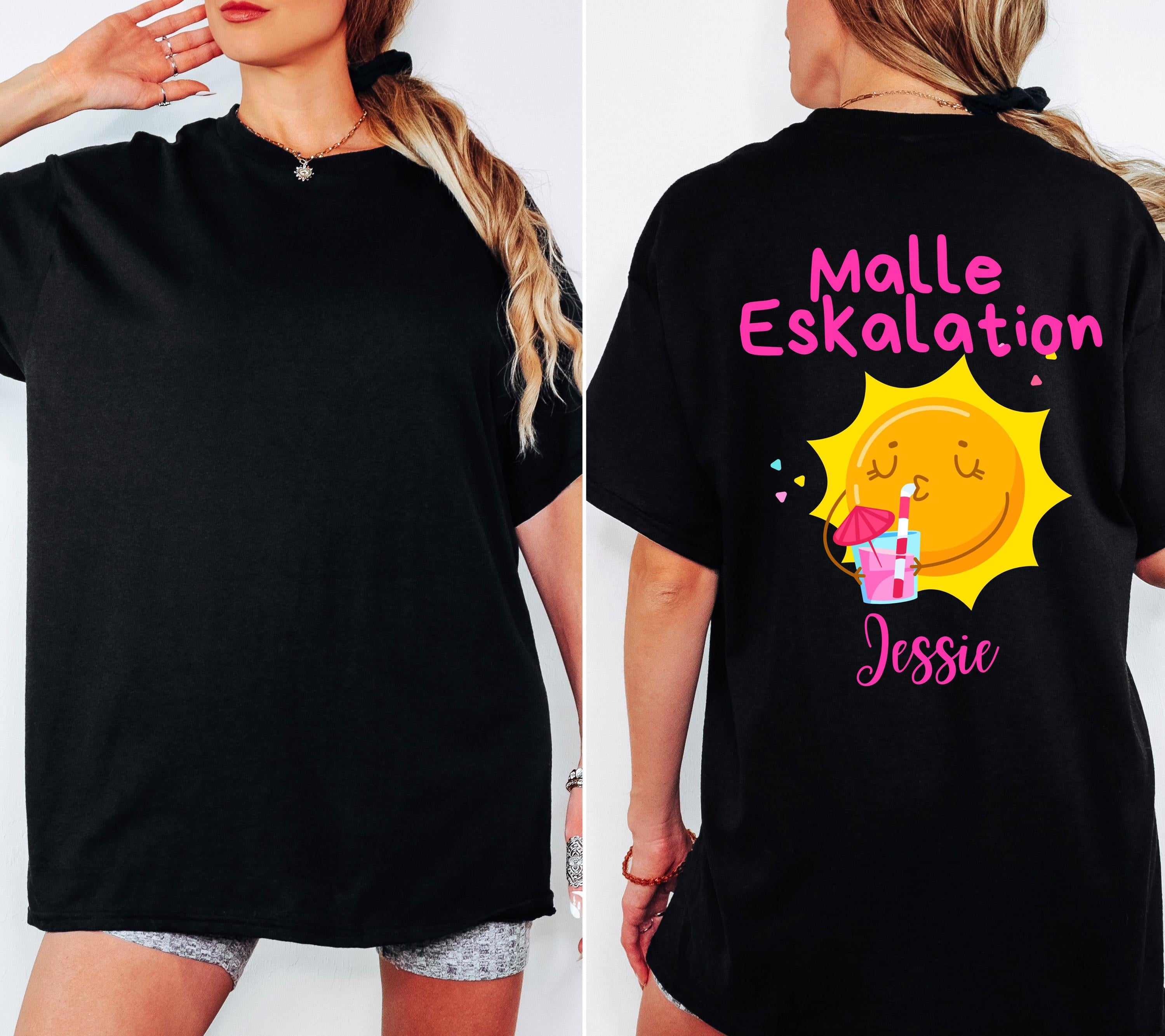 Malle Shirt Sonne, Eskalation, Backprint, Malle 2026, Malle T Shirt, personalisiert, Mallorca Shirts, Bier Shirt, Sauf T Shirt, Gruppenshirt