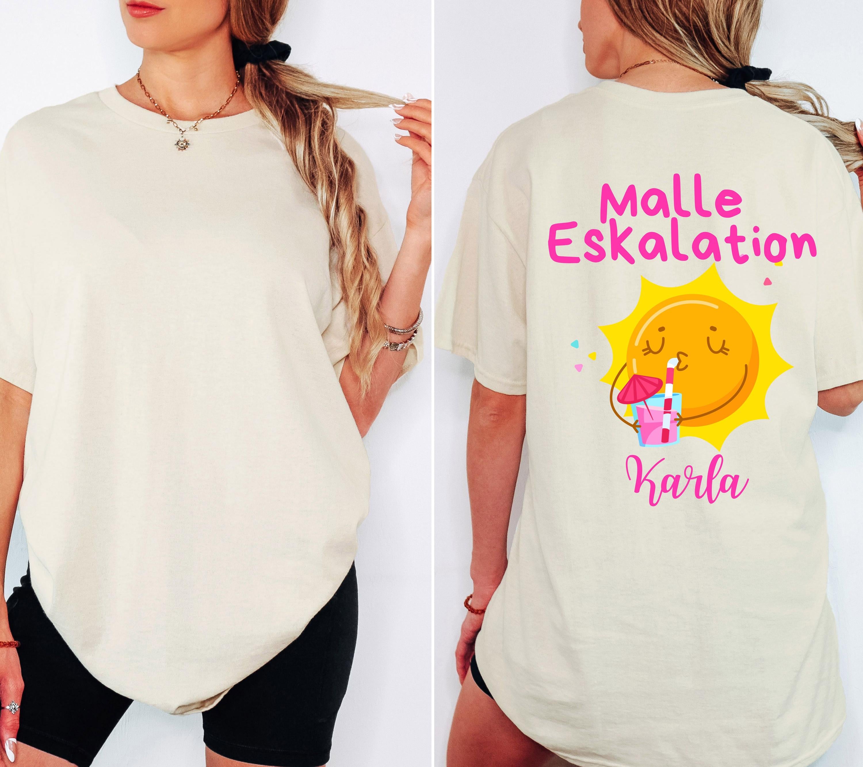 Malle Shirt Sonne, Eskalation, Backprint, Malle 2026, Malle T Shirt, personalisiert, Mallorca Shirts, Bier Shirt, Sauf T Shirt, Gruppenshirt