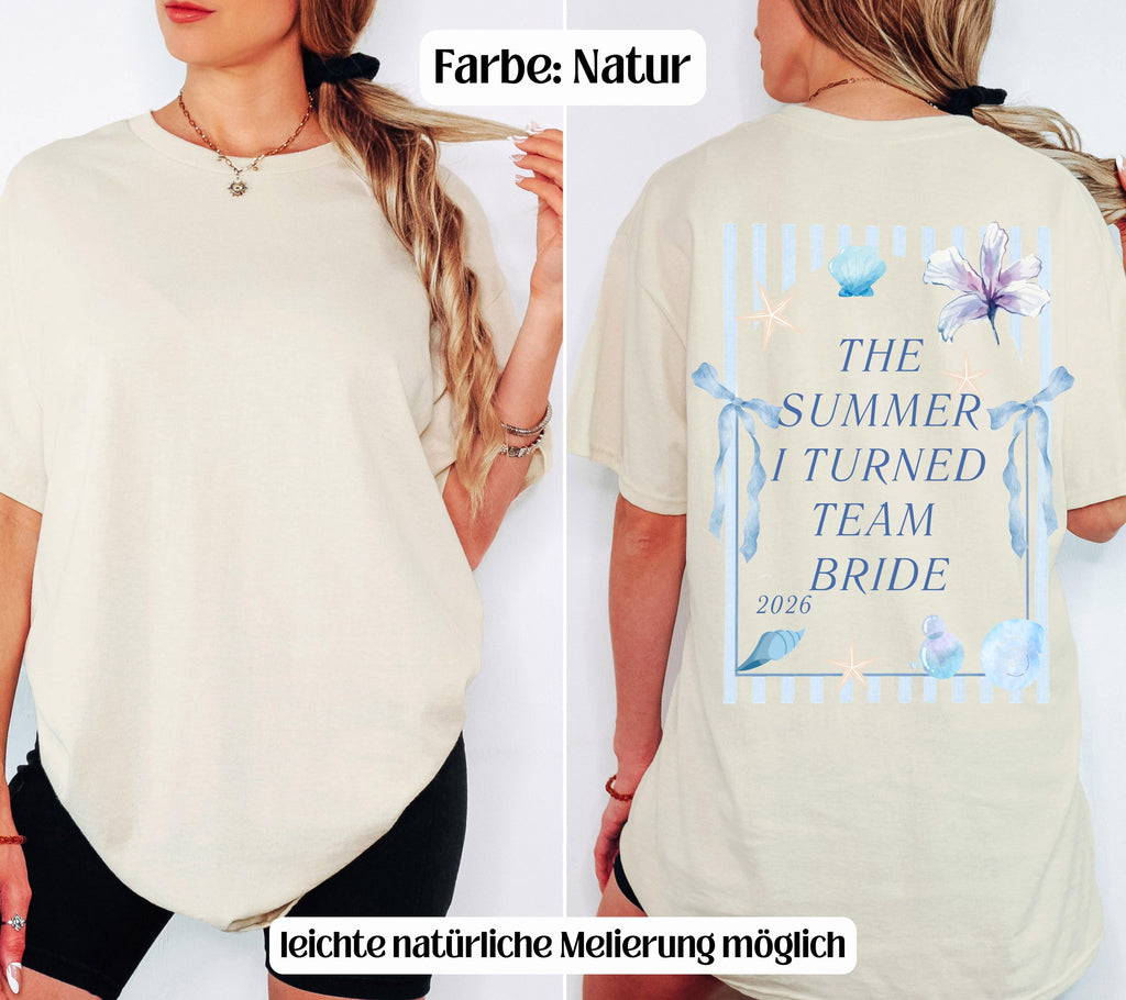 The summer I turned married, JGA Shirt blau, Junggesellinnenabschied Shirts, JGA Shirts Frauen, Team Bride, Braut Shirt, Hochzeit Shirt