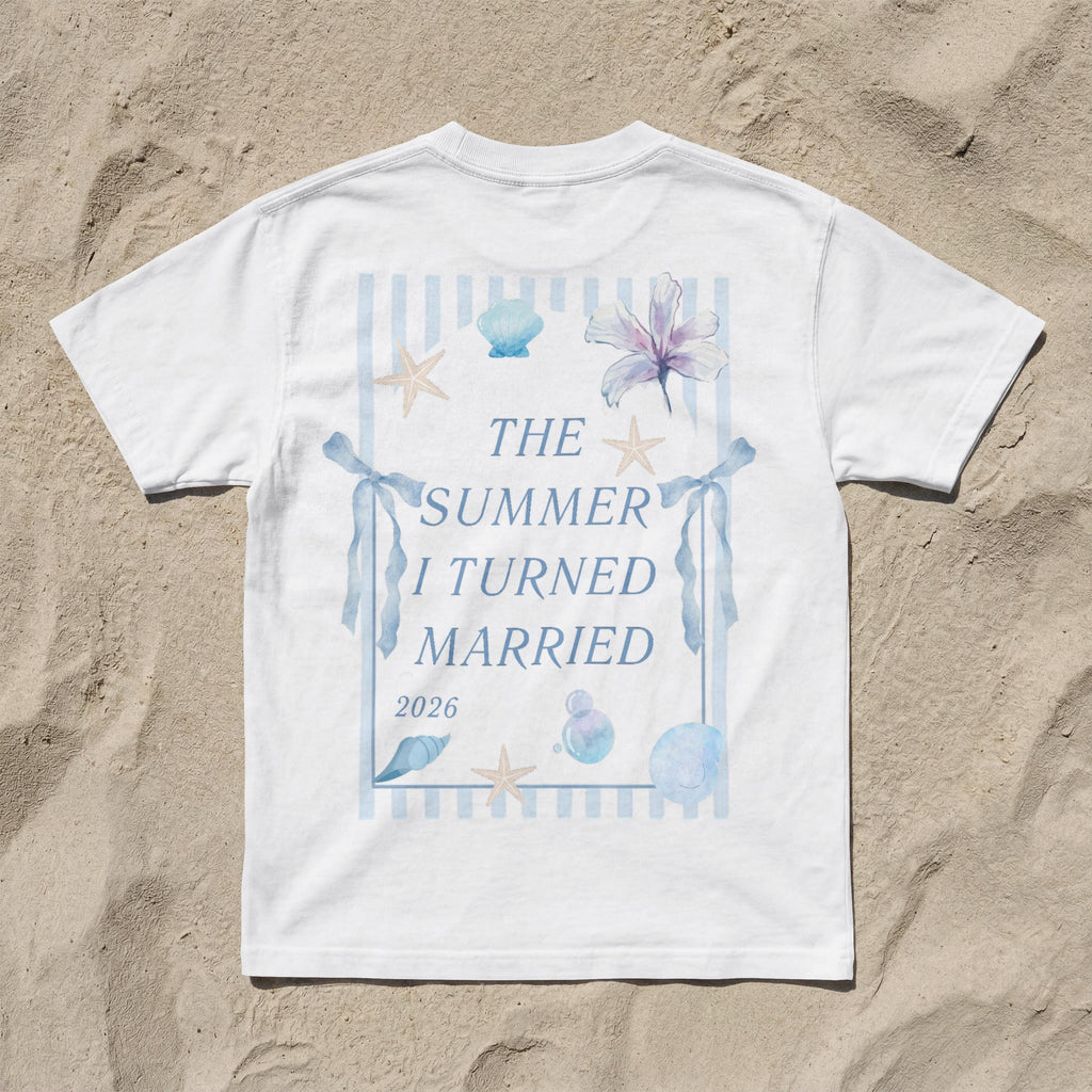 The summer I turned married, JGA Shirt blau, Junggesellinnenabschied Shirts, JGA Shirts Frauen, Team Bride, Braut Shirt, Hochzeit Shirt