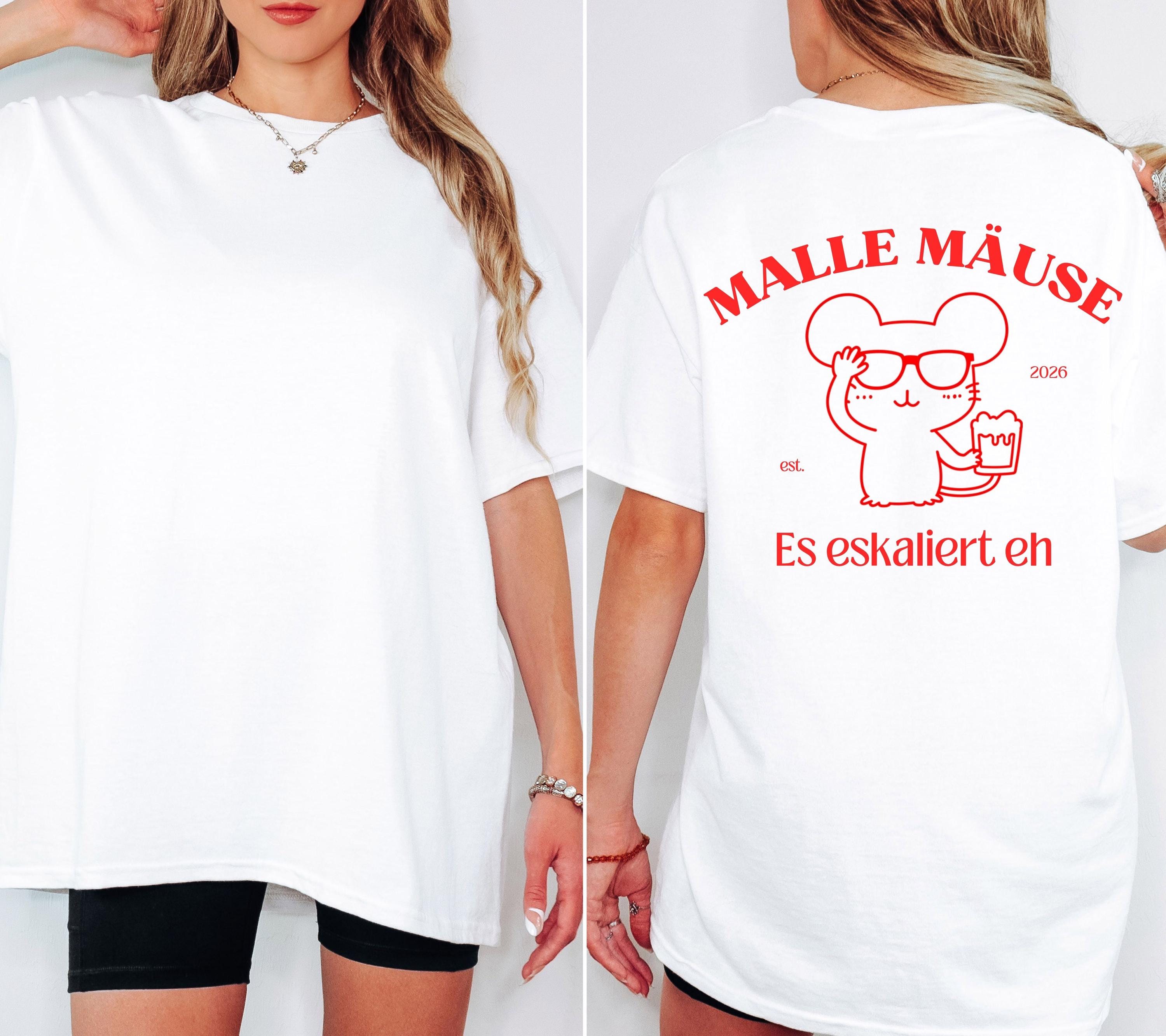 Malle Mäuse Shirt, Backprint, Malle 2026, Malle Shirts, es eskaliert eh, Mallorca T Shirts, Bier Shirt, Gruppenshirt pink, lustige Shirts