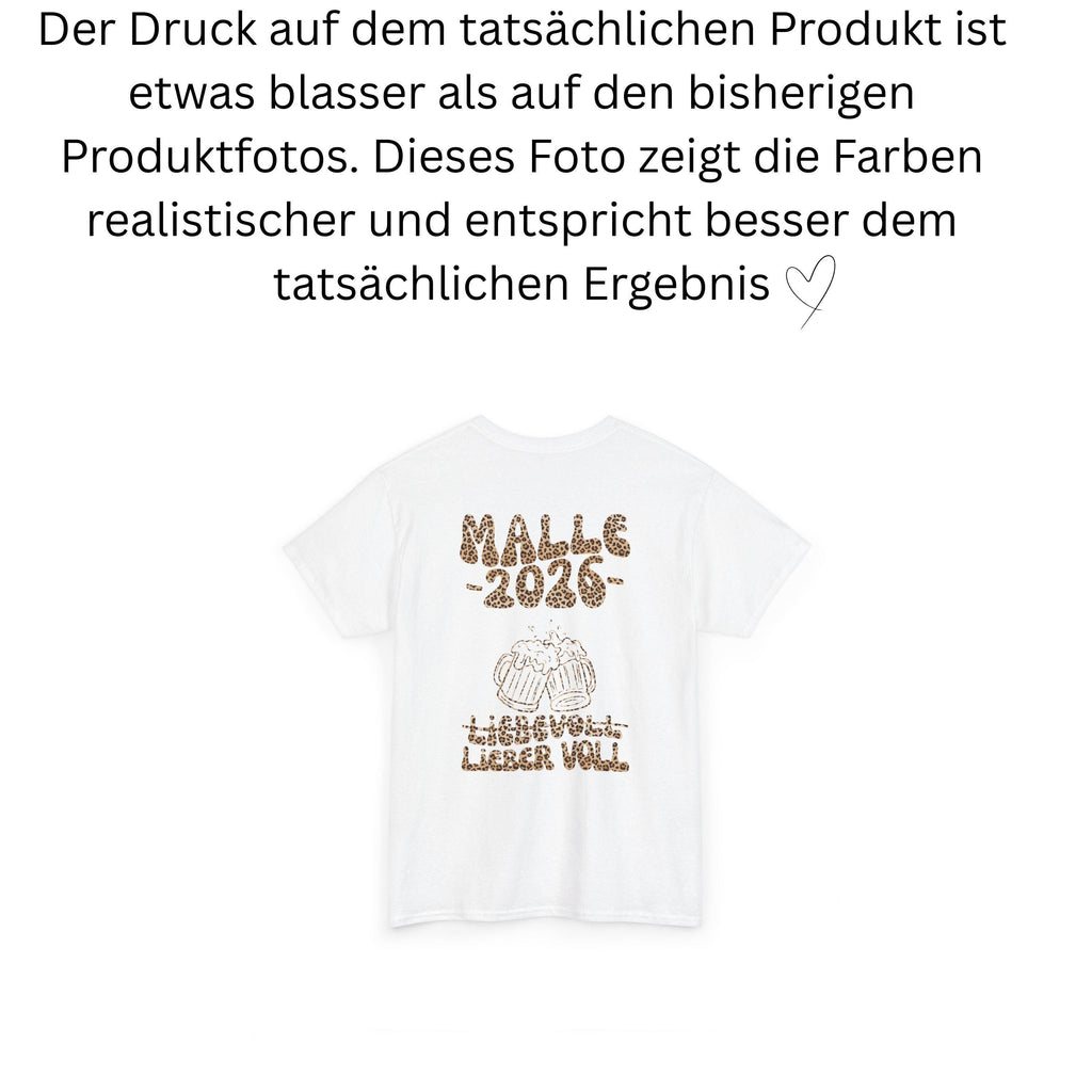 Malle Shirt, liebevoll lieber voll, Backprint, Malle 2026, Leo Muster, Leopard, Mallorca T Shirt, personalisiert, Bier Shirt, Gruppenshirt