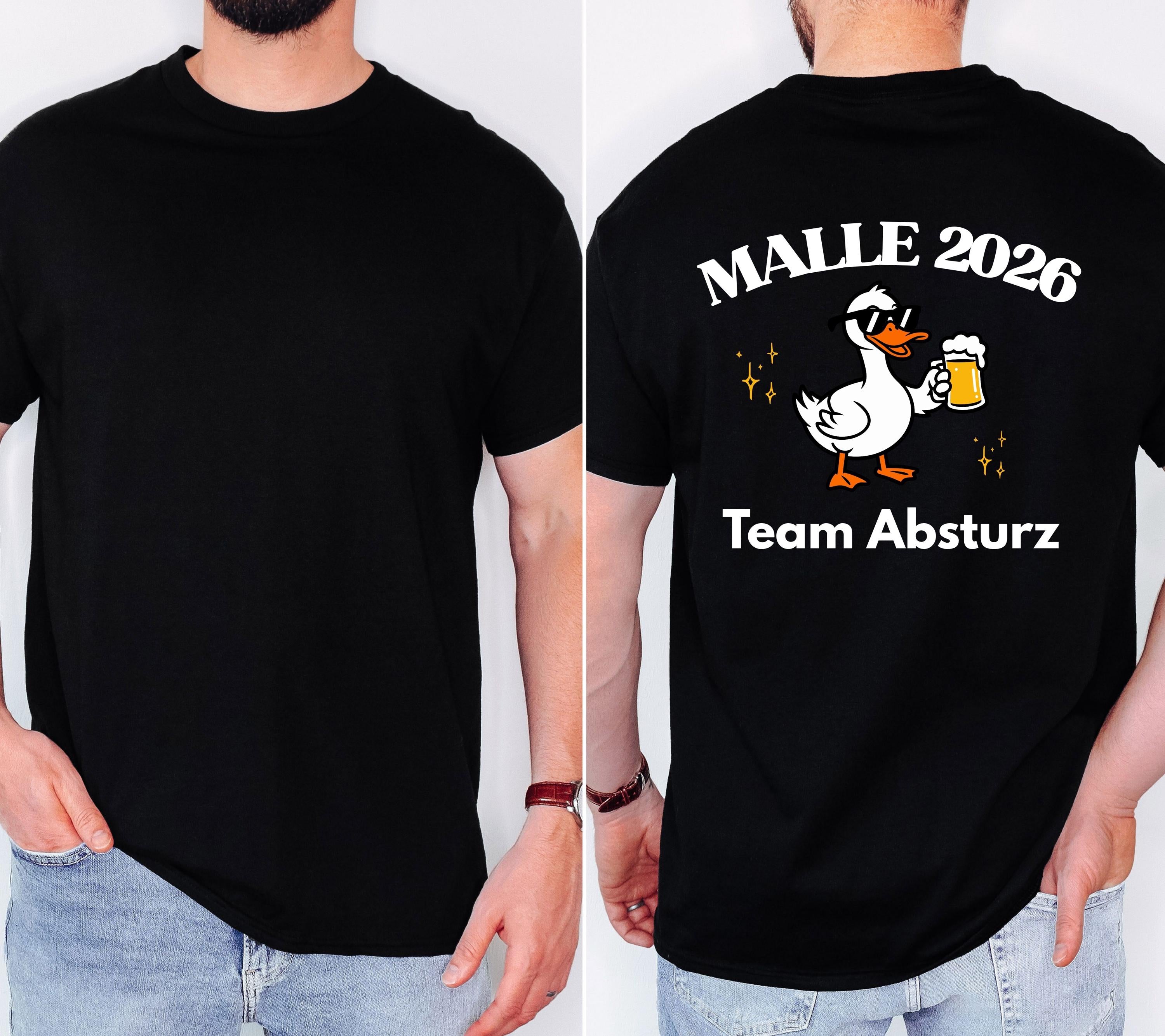 Malle Shirt Unisex, Ente, Malle 2026, Malle Shirts, Team Absturz, Mallorca T-Shirt, Bier Shirt, Gruppenshirt, lustige Shirts, Frauen, Männer