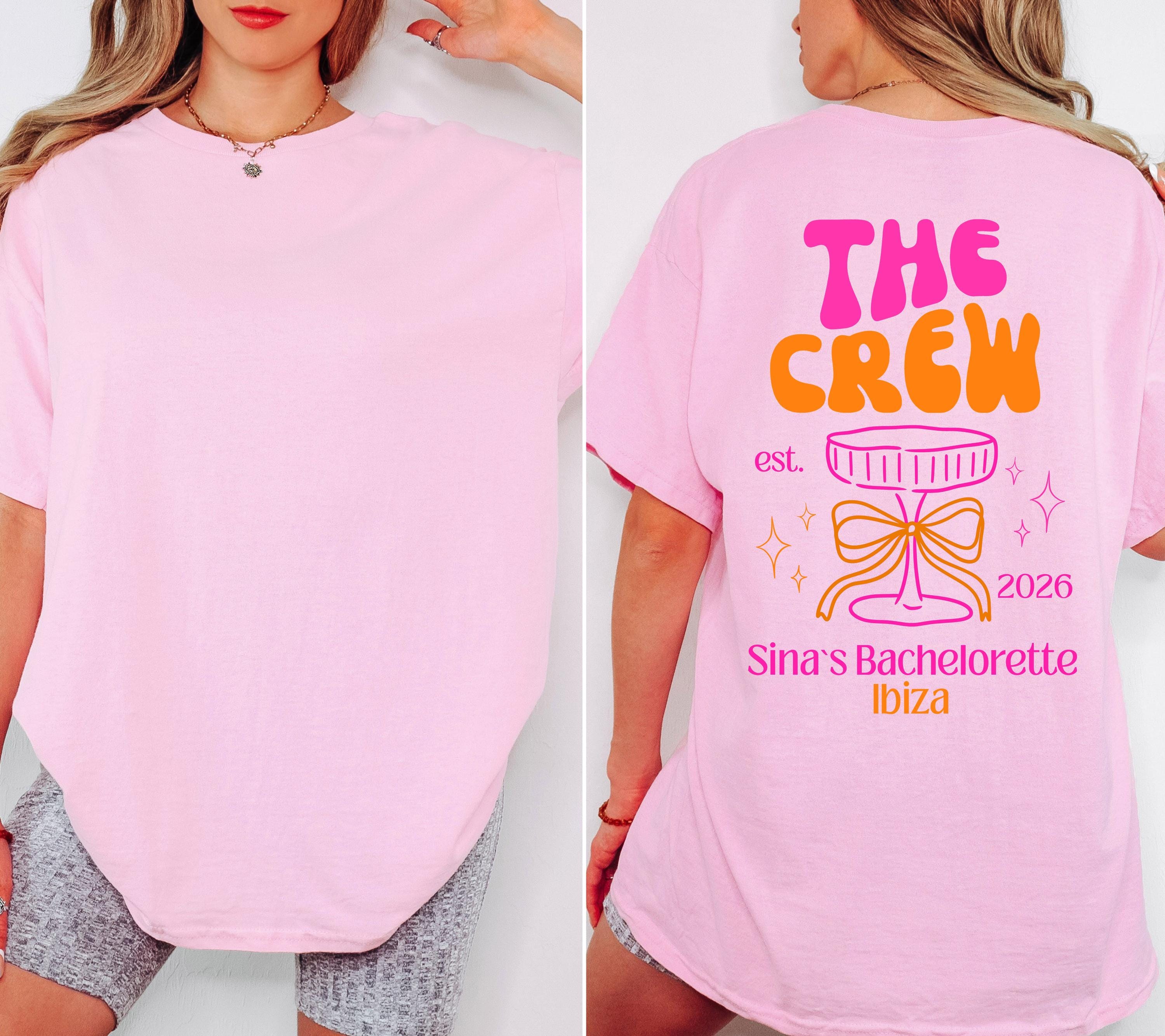 JGA Shirt, Junggesellinnenabschied Shirts, JGA pink orange, Backprint, Braut Shirt, JGA Frauen, Team Shirts, Hochzeit, Bride Shirt mit Ort