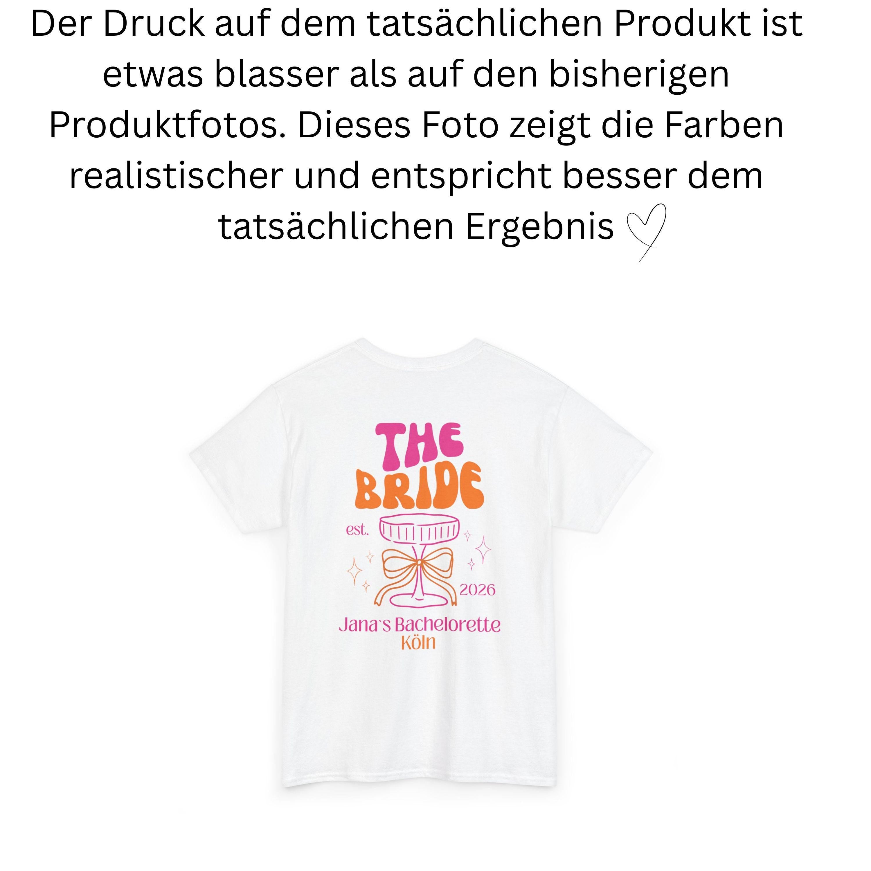 JGA Shirt, Junggesellinnenabschied Shirts, JGA pink orange, Backprint, Braut Shirt, JGA Frauen, Team Shirts, Hochzeit, Bride Shirt mit Ort