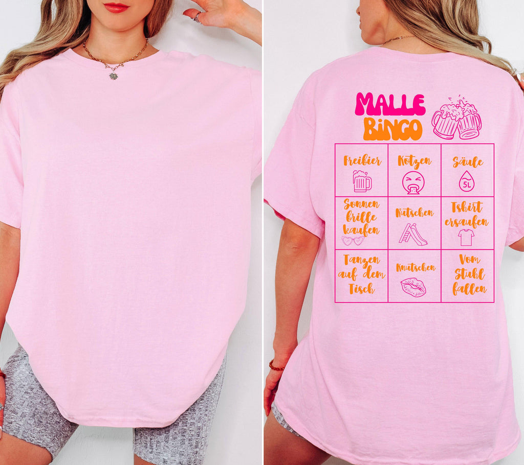 Malle T-Shirt, Malle Bingo, Backprint, Gruppenshirt, Malle Shirts, Malle TShirts, personalisiert, Mallorca Shirts, Sekt Shirt, Sauf T Shirt