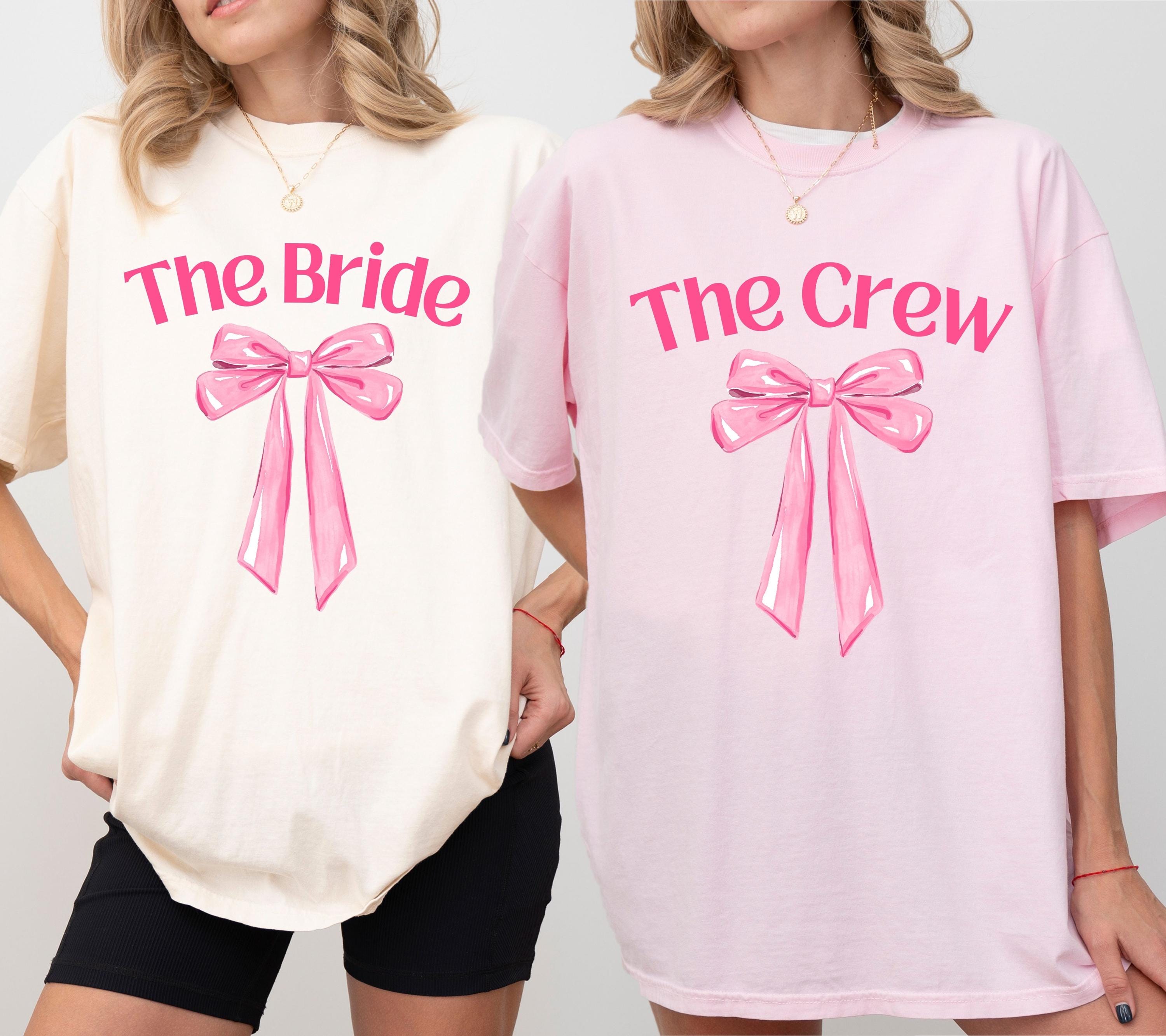 JGA Shirt rosa Schleife, Junggesellenabschied Frauen, Team Shirts, süßes Braut Shirt, The Bride, JGA Frauen, Hochzeit, Cute T-Shirt, Outfit