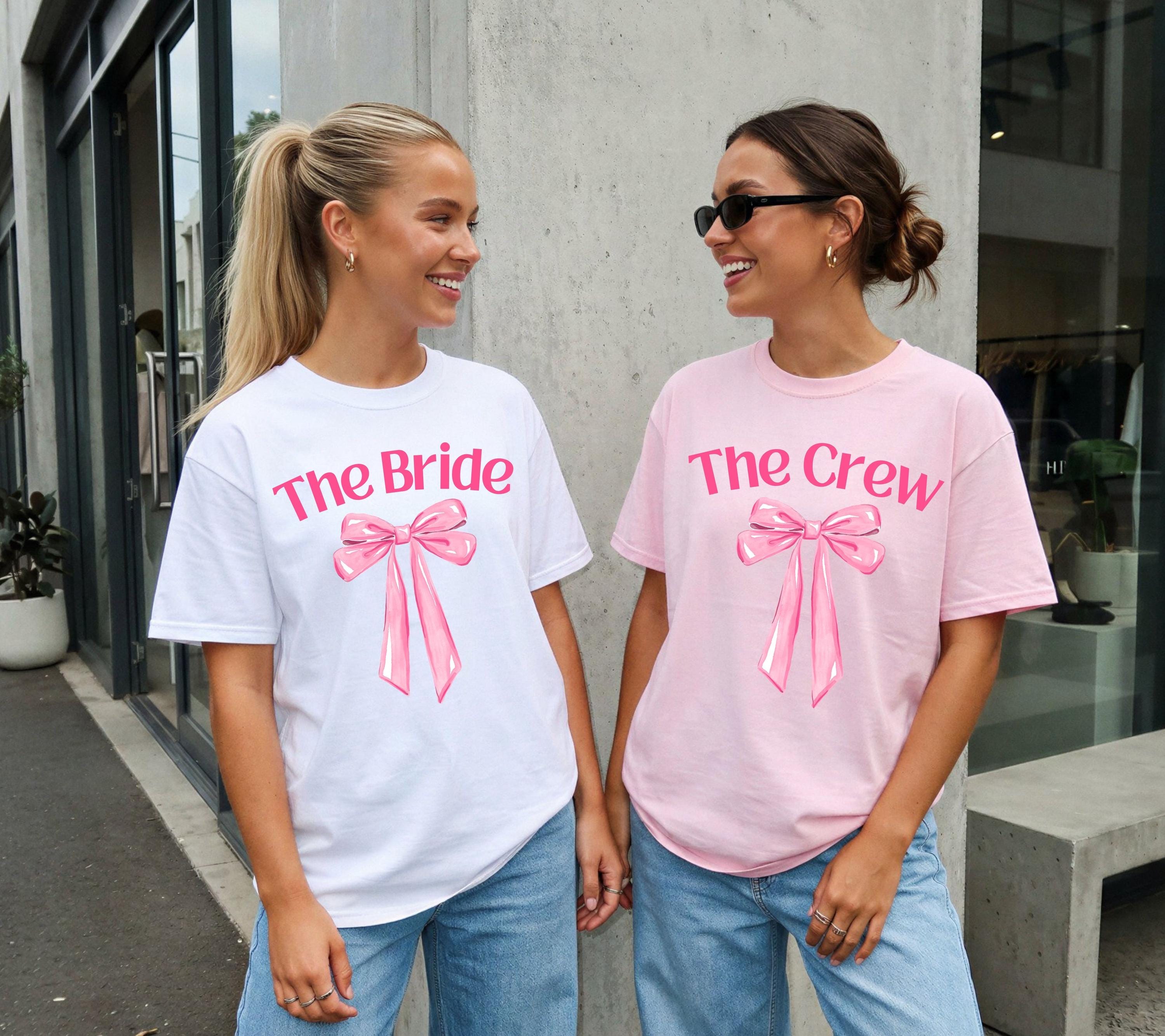 JGA Shirt rosa Schleife, Junggesellenabschied Frauen, Team Shirts, süßes Braut Shirt, The Bride, JGA Frauen, Hochzeit, Cute T-Shirt, Outfit