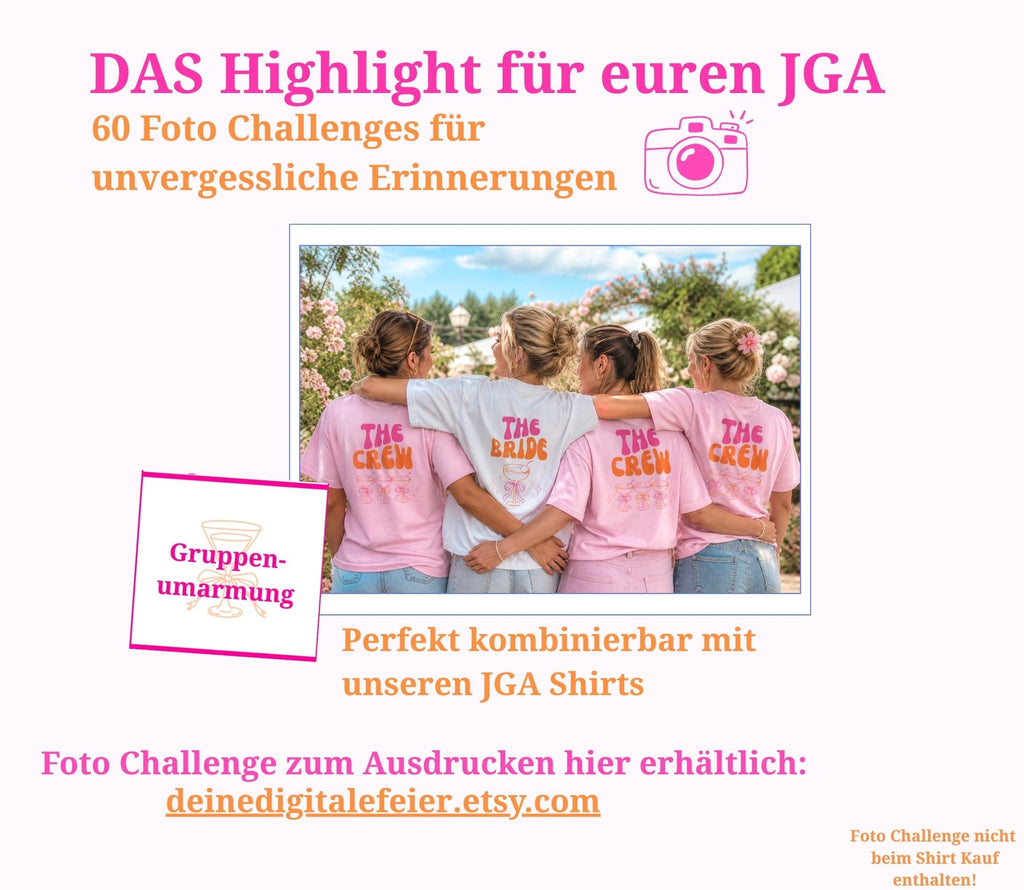 JGA T-Shirt, Junggesellinnenabschied Shirts, JGA pink orange, Backprint, Team, Braut Shirt, JGA Frauen, Gruppen T Shirt, Hochzeit, Bride