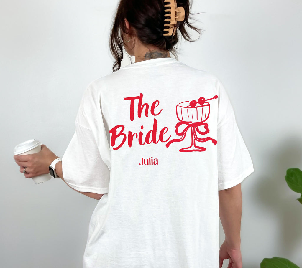 JGA T Shirt Personalisiert, Junggesellinnenabschied Shirts, Backprint, Crew, Braut Shirt mit Name, JGA Frauen, JGA Outfit, Hochzeit, Bride