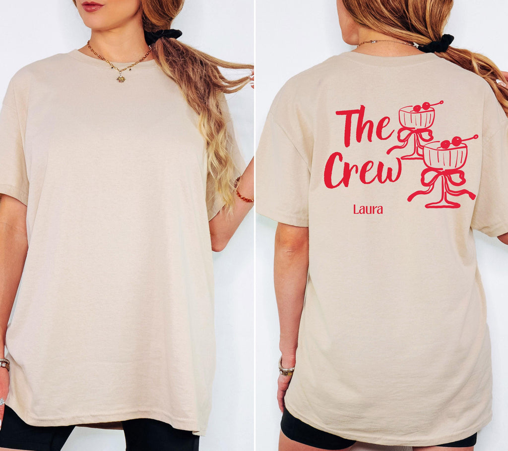 JGA T Shirt Personalisiert, Junggesellinnenabschied Shirts, Backprint, Crew, Braut Shirt mit Name, JGA Frauen, JGA Outfit, Hochzeit, Bride