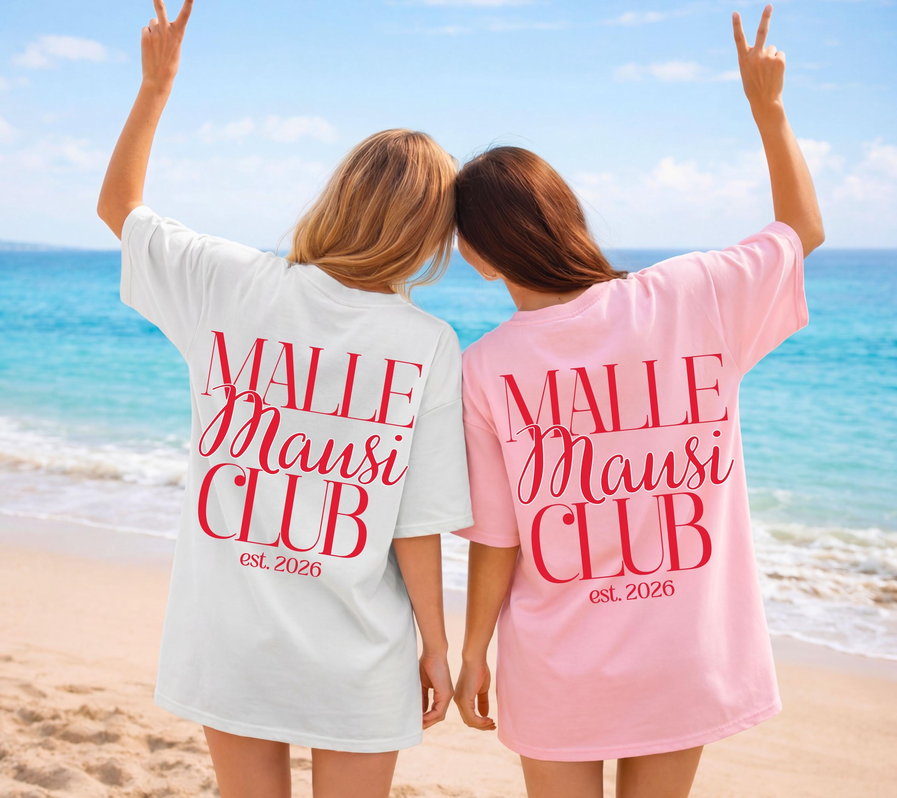 Malle Mausi Club Shirt rot, Malle Shirt 2026, Malle Shirts, Mallorca T Shirts, Bier Shirt, Gruppenshirt, Mausis, Mäuse, Damen, Frauen, Playa