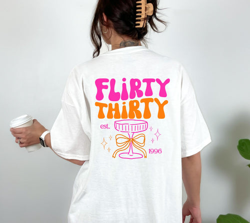 Geburtstagsshirt, Flirty Thirty Shirt, est 1996, personalisiertes 30. Geburtstag Shirt, Geschenkidee Geburtstag dreißig, 30 Jahre, Birthday