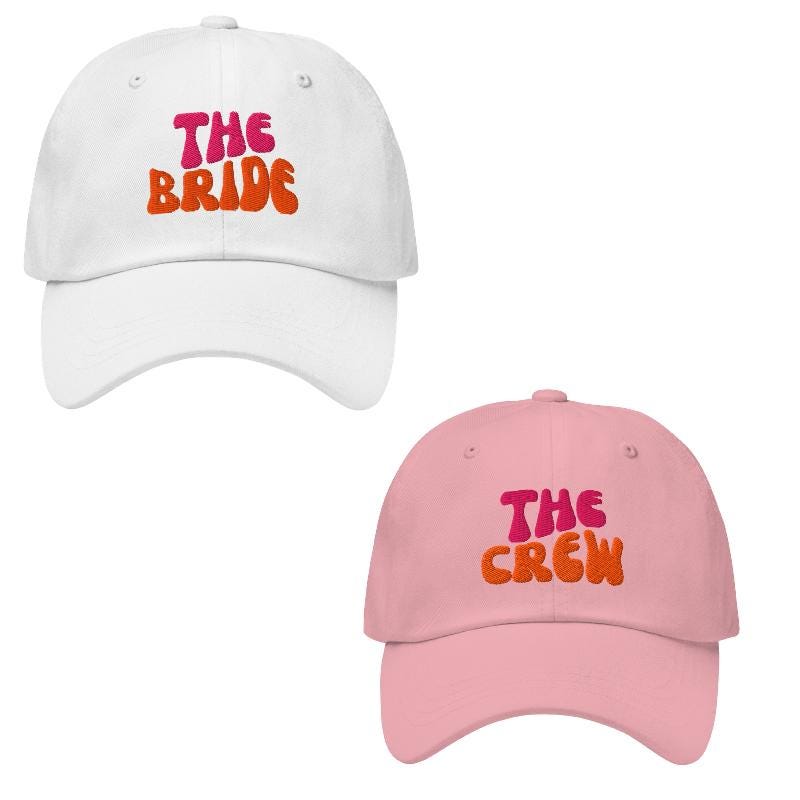 Bestickte Braut Cap | The Bride & The Crew – Bestickte Bachelorette Caps | JGA Caps | Bride Hat | Bridal Party Accessoires | JGA Cap pink