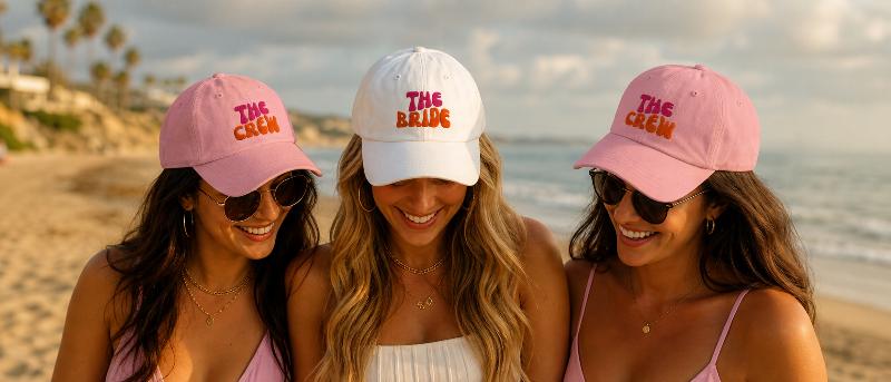 Bestickte Braut Cap | The Bride & The Crew – Bestickte Bachelorette Caps | JGA Caps | Bride Hat | Bridal Party Accessoires | JGA Cap pink