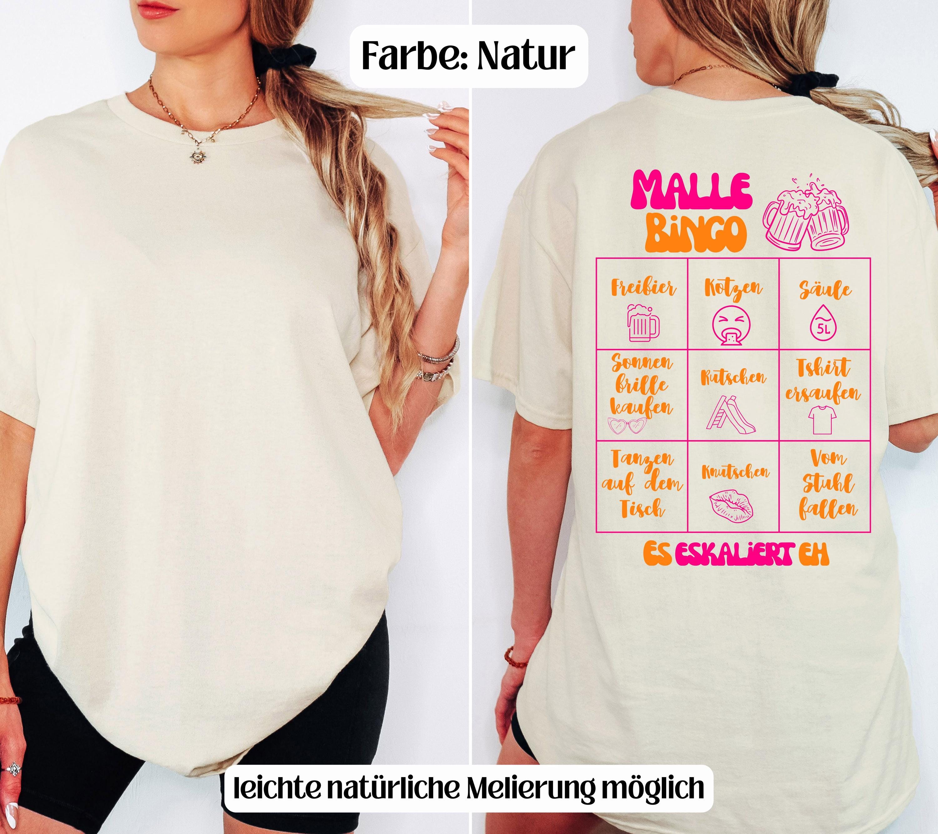 Malle Shirt, Malle Bingo, es eskaliert eh, Backprint, Gruppenshirt, Malle TShirts, personalisiert, Mallorca Shirts, Sekt Shirt, Sauf T Shirt