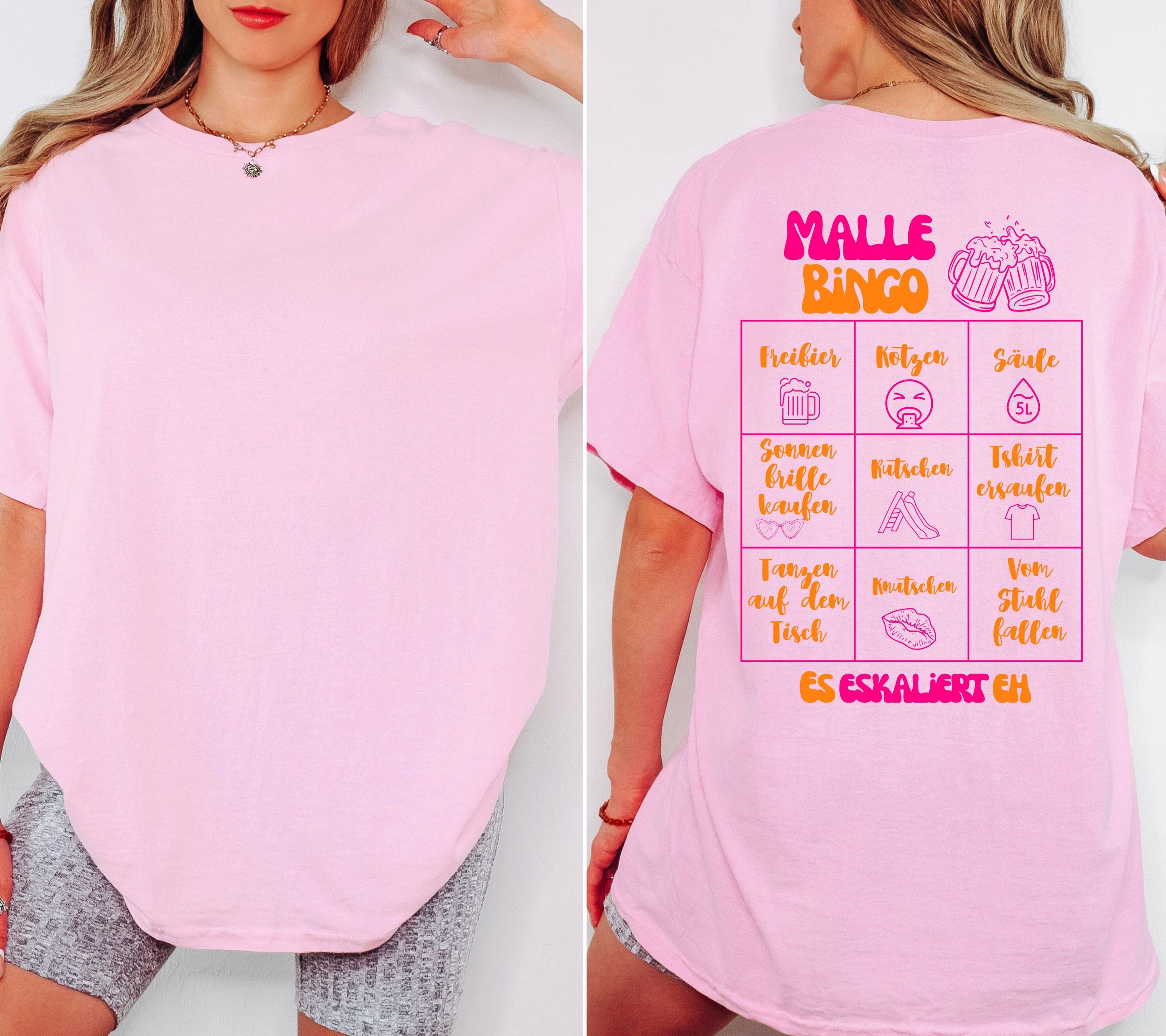 Malle Shirt, Malle Bingo, es eskaliert eh, Backprint, Gruppenshirt, Malle TShirts, personalisiert, Mallorca Shirts, Sekt Shirt, Sauf T Shirt