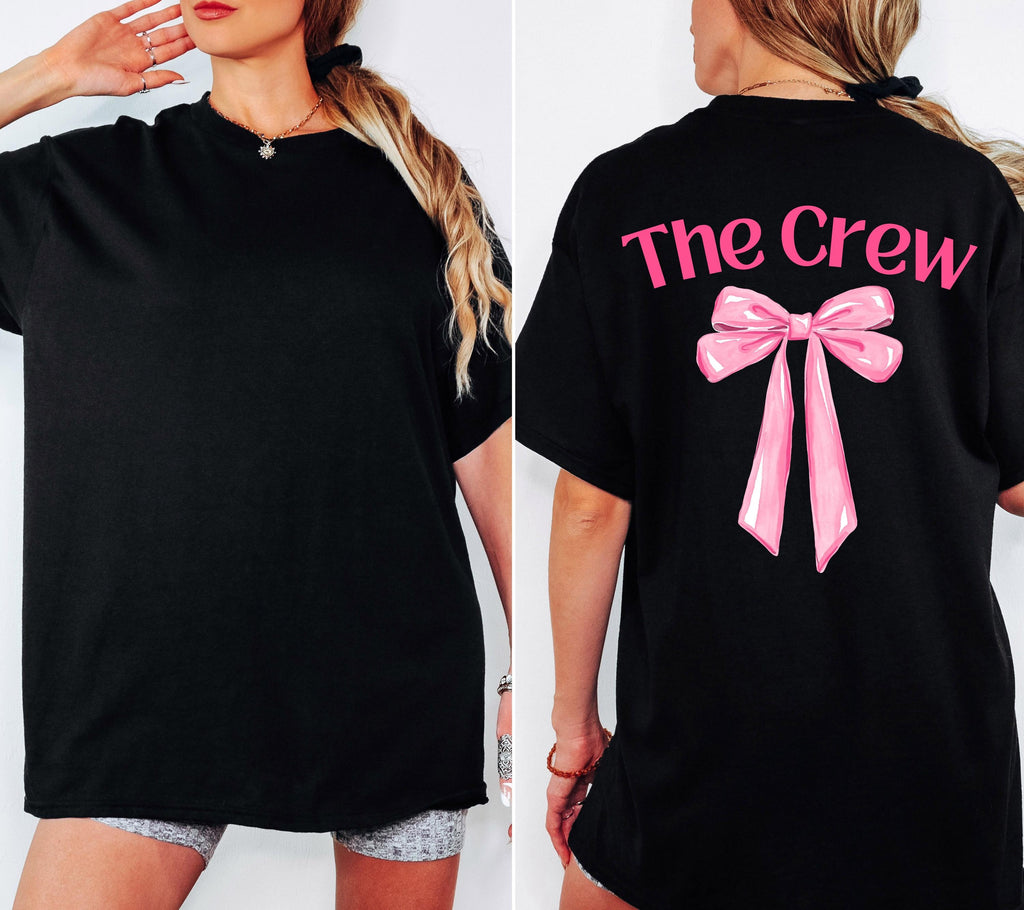 JGA Shirt rosa Schleife, Junggesellenabschied Frauen, Team Shirts, Braut Shirt süß, The Bride, JGA Frauen, Hochzeit, Cute T-Shirt Backprint