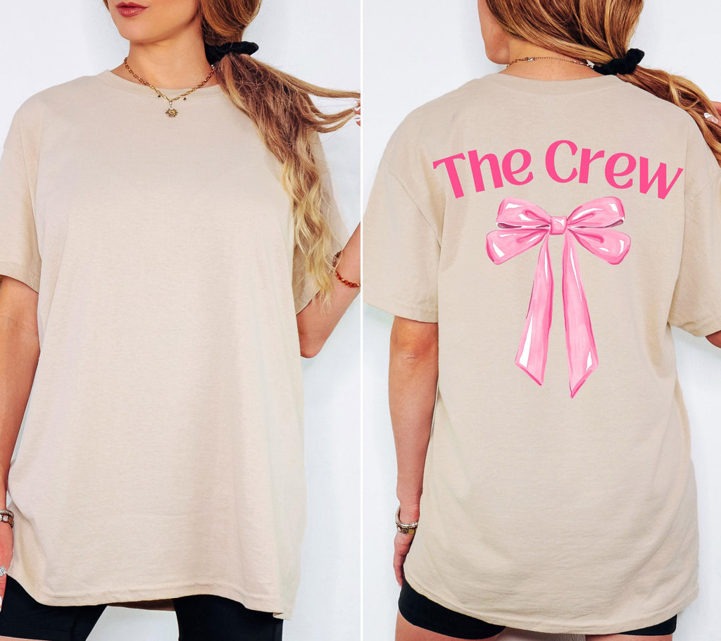 JGA Shirt rosa Schleife, Junggesellenabschied Frauen, Team Shirts, Braut Shirt süß, The Bride, JGA Frauen, Hochzeit, Cute T-Shirt Backprint