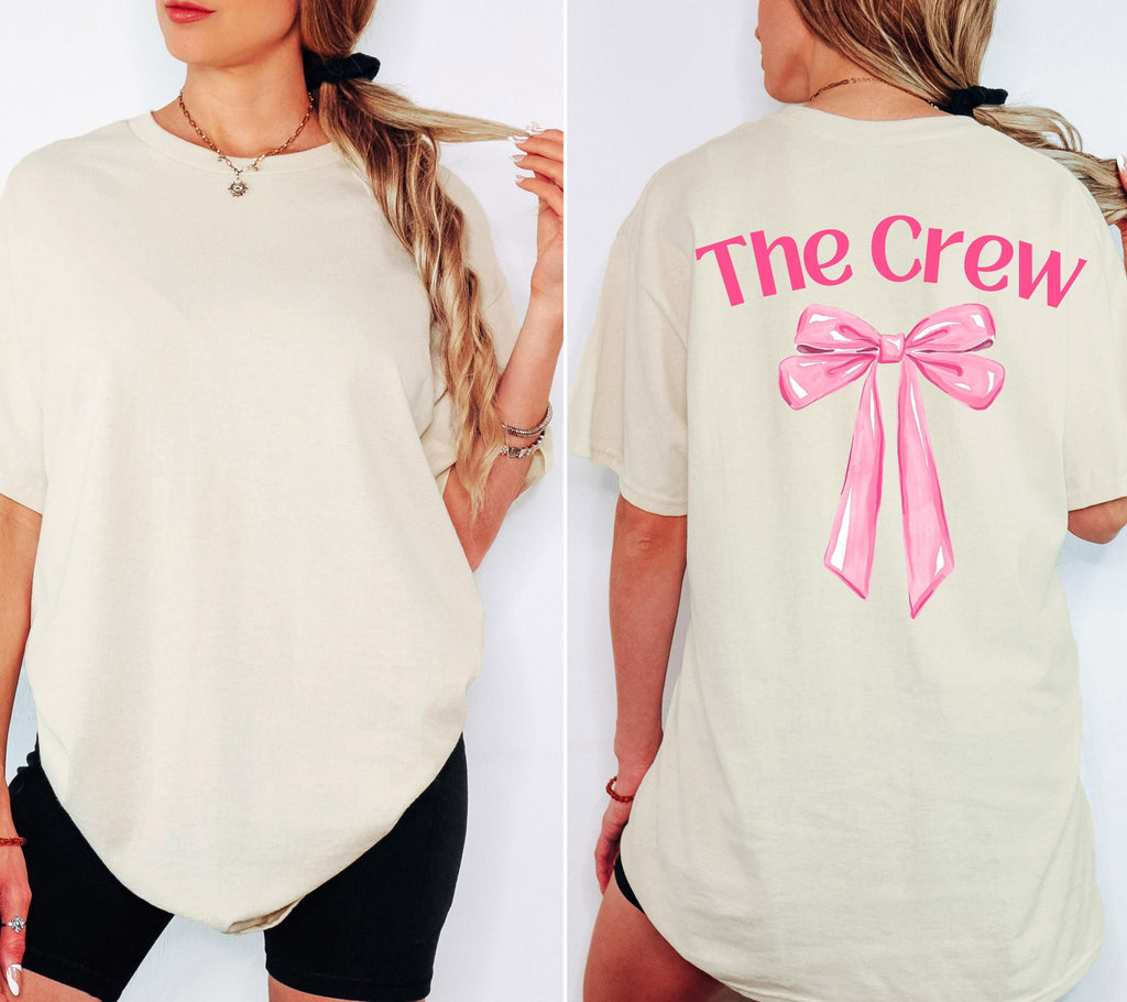 JGA Shirt rosa Schleife, Junggesellenabschied Frauen, Team Shirts, Braut Shirt süß, The Bride, JGA Frauen, Hochzeit, Cute T-Shirt Backprint