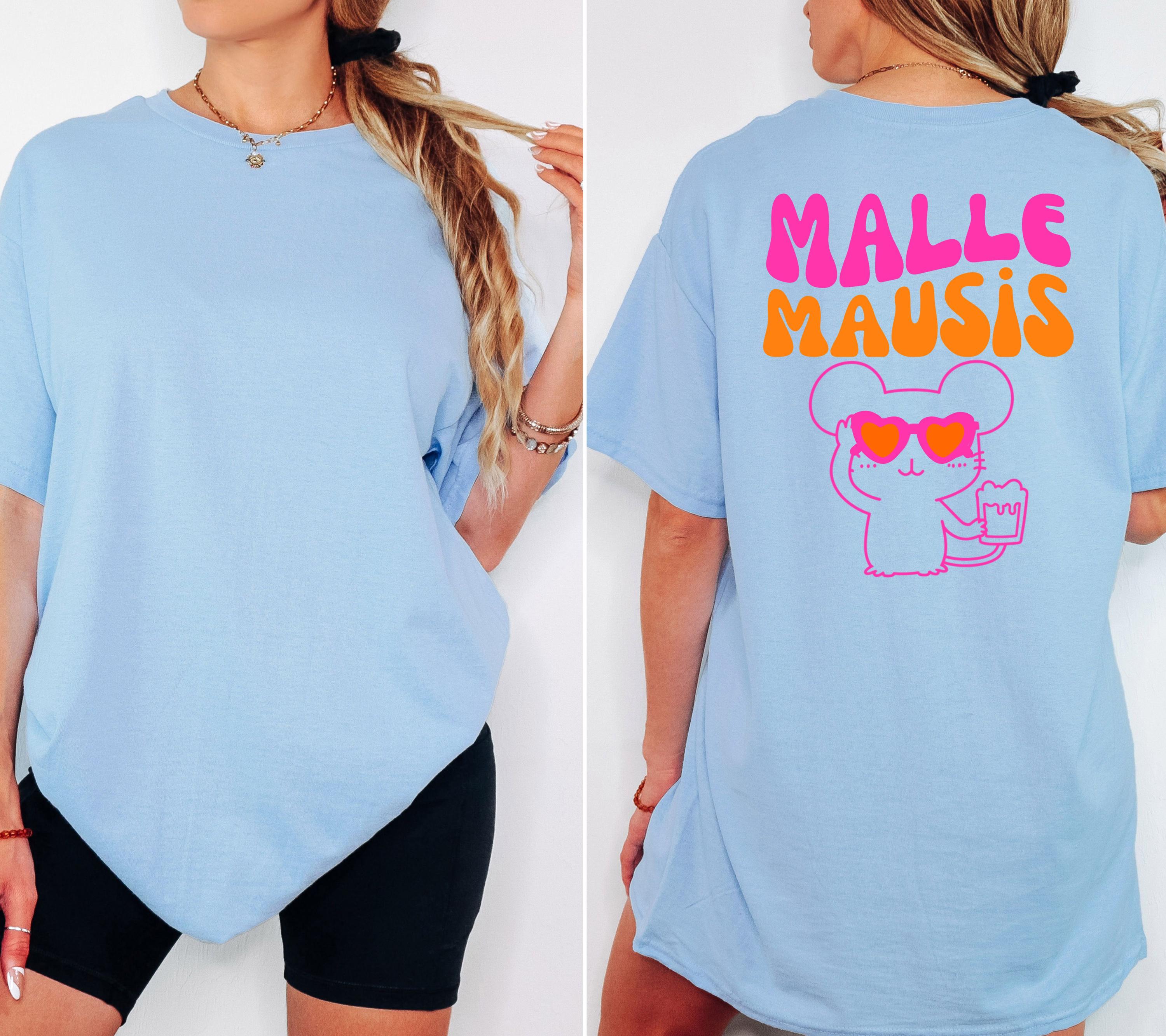 Malle Mausis Shirt pink orange, Malle Shirt 2026, Malle Shirts, Mallorca T Shirts, Bier Shirt, Gruppenshirt, Mausi, Mäuse, Maus, Damen Sonne